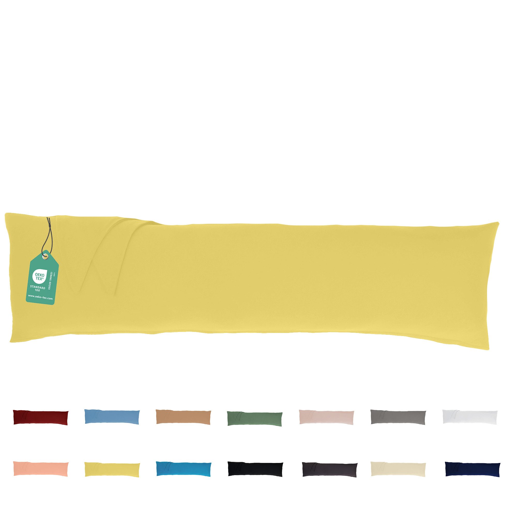 livessa Seitenschläferkissen mit bezug 40x145 cm - Schwangersschaftskissen - Schlafkissen, Kissen mit Bezug, Seitenschläferkissen : 100% Mikrofaser, Kissenbezug: 100% Baumwolle, Stillkissen mit Kissenbezug gelb