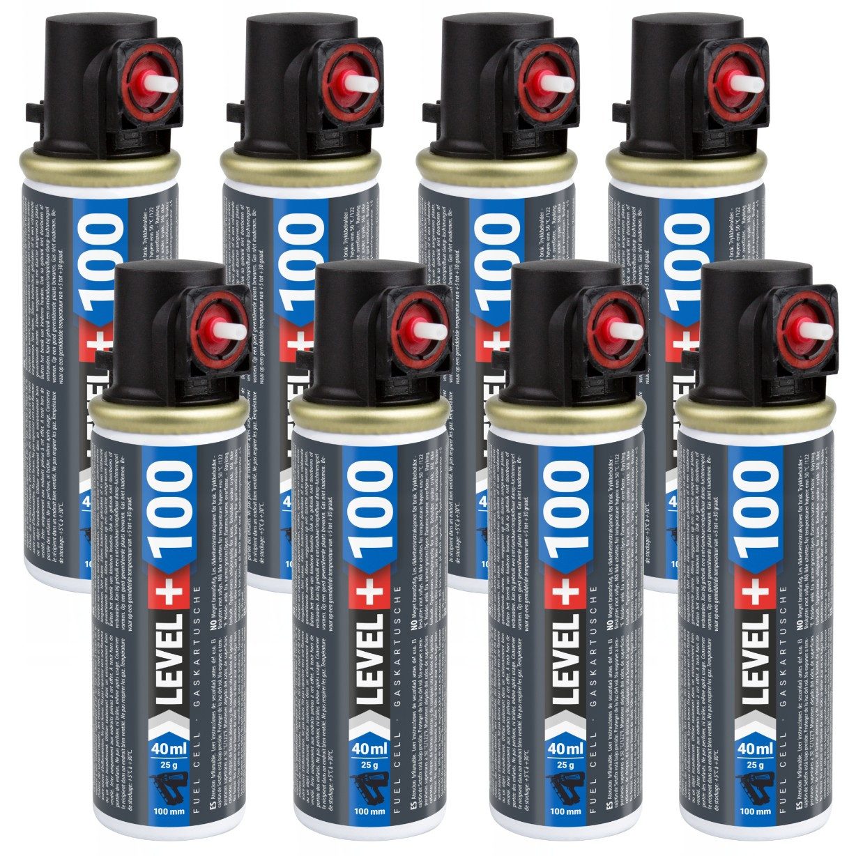 Level+ Gaskartusche Gaskartusche 100mm 40ml Ersatzgas für Nagler L+100 8St.