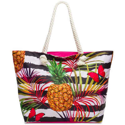 Caspar Strandtasche TS1055 große Damen XXL Strandtasche mit bunten Hawaii Motiven