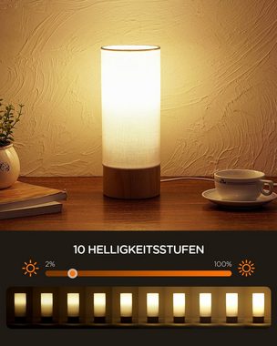 Tomons Nachttischlampe aus Holz, Dimmbar RGB Tischlampe, mit Fernbedienung, LED wechselbar