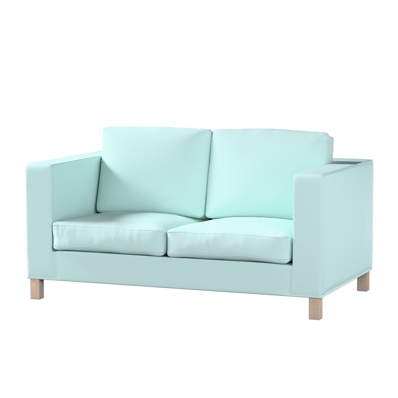 Sofahusse Karlanda 2-Sitzer Sofa nicht ausklappbar kurz, Cotton Panama, Dekoria hellblau