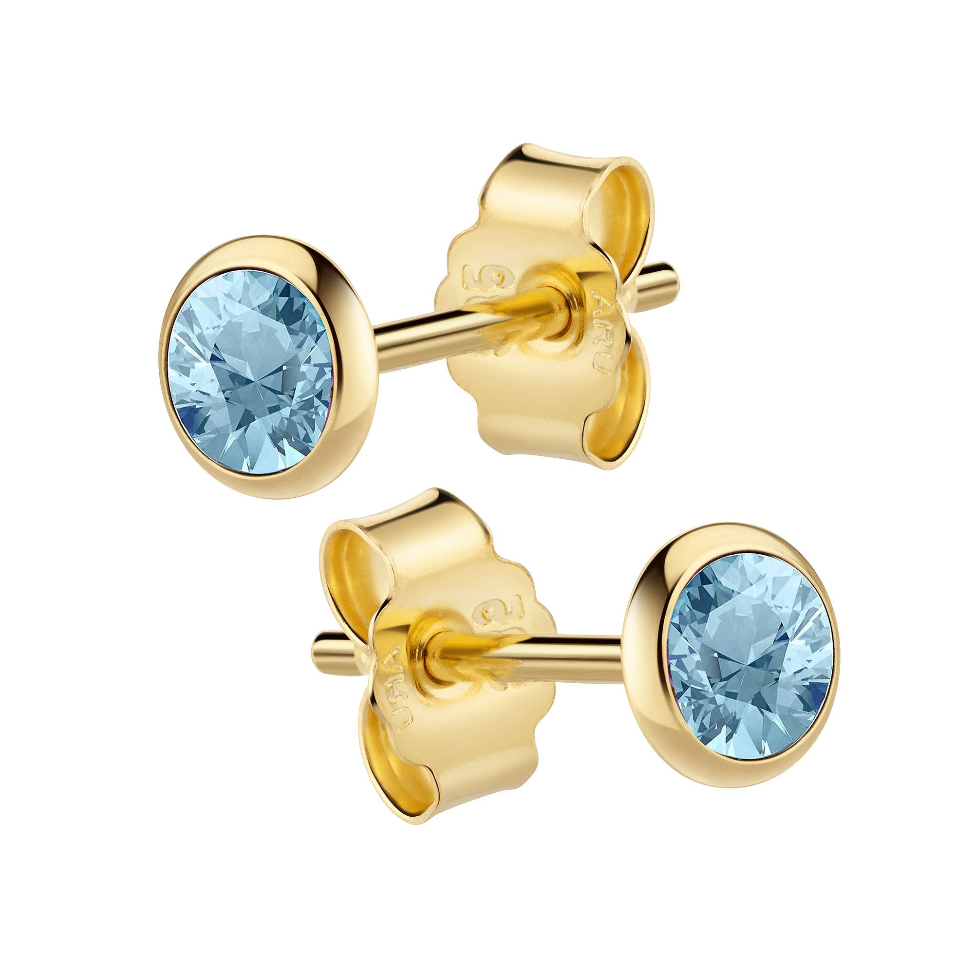 Vivance Paar Ohrstecker 585/- Gelbgold Blautopas günstig online kaufen
