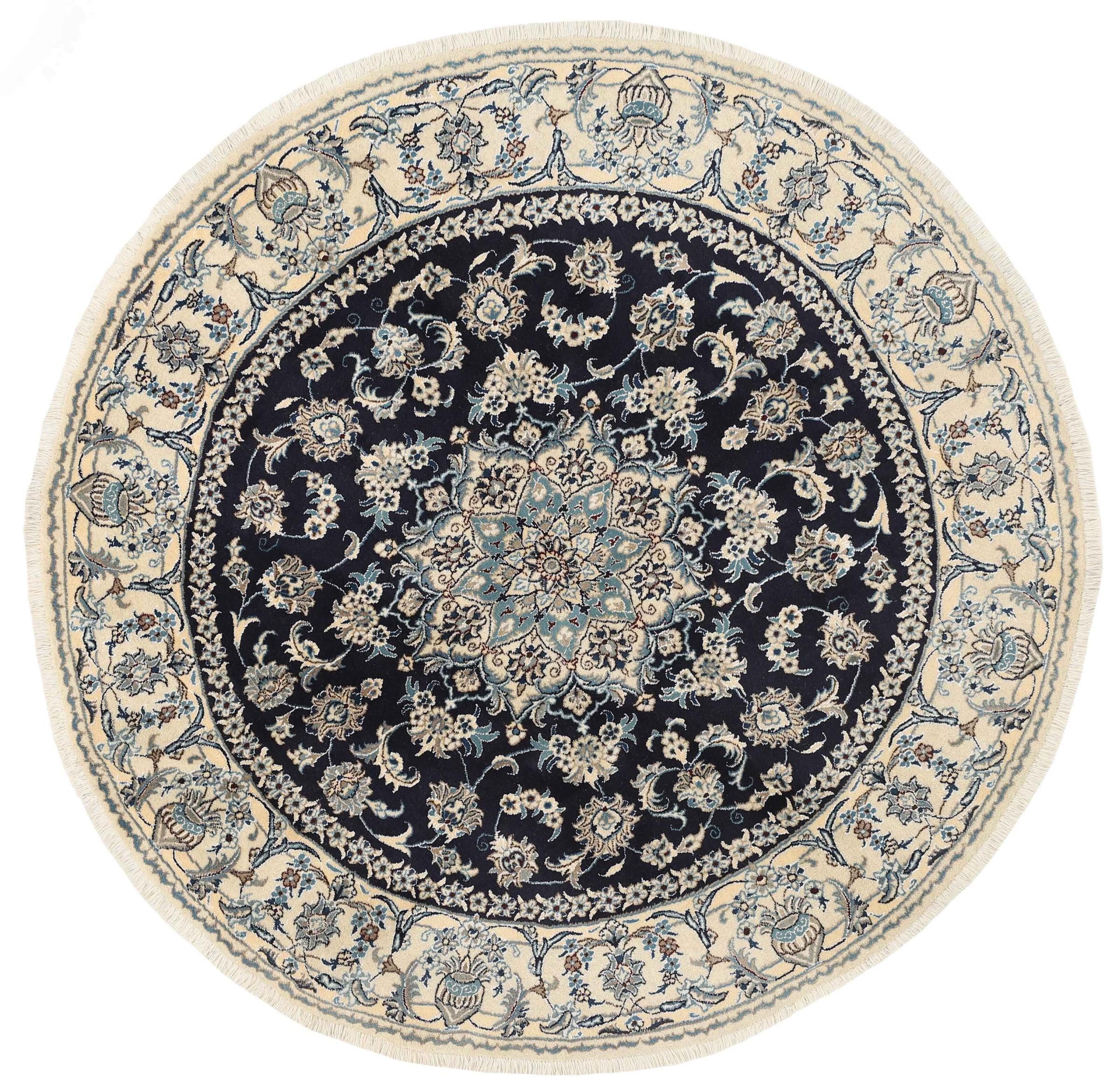 Nain Trading Orientteppich Nain 196x196 Handgeknüpfter Orientteppich / Perserteppich Rund, rund, Höhe: 12 mm
