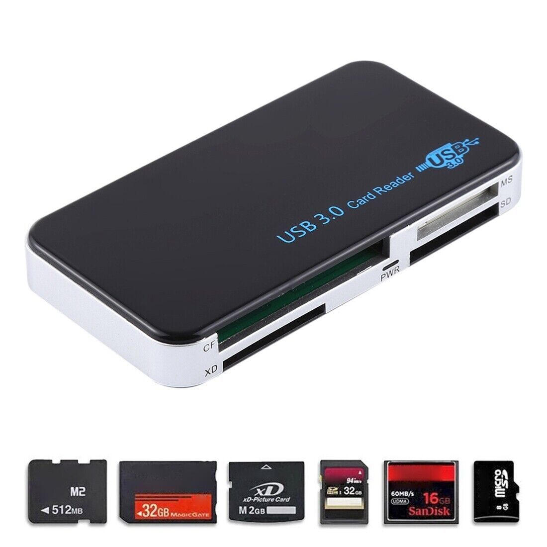 SpionProfi Speicherkartenleser USB 3.0 Kartenleser All in One Lesegerät Speicherkarte Compact Flash, All in One Usb Kartenleser für Speicherkarten aller Art