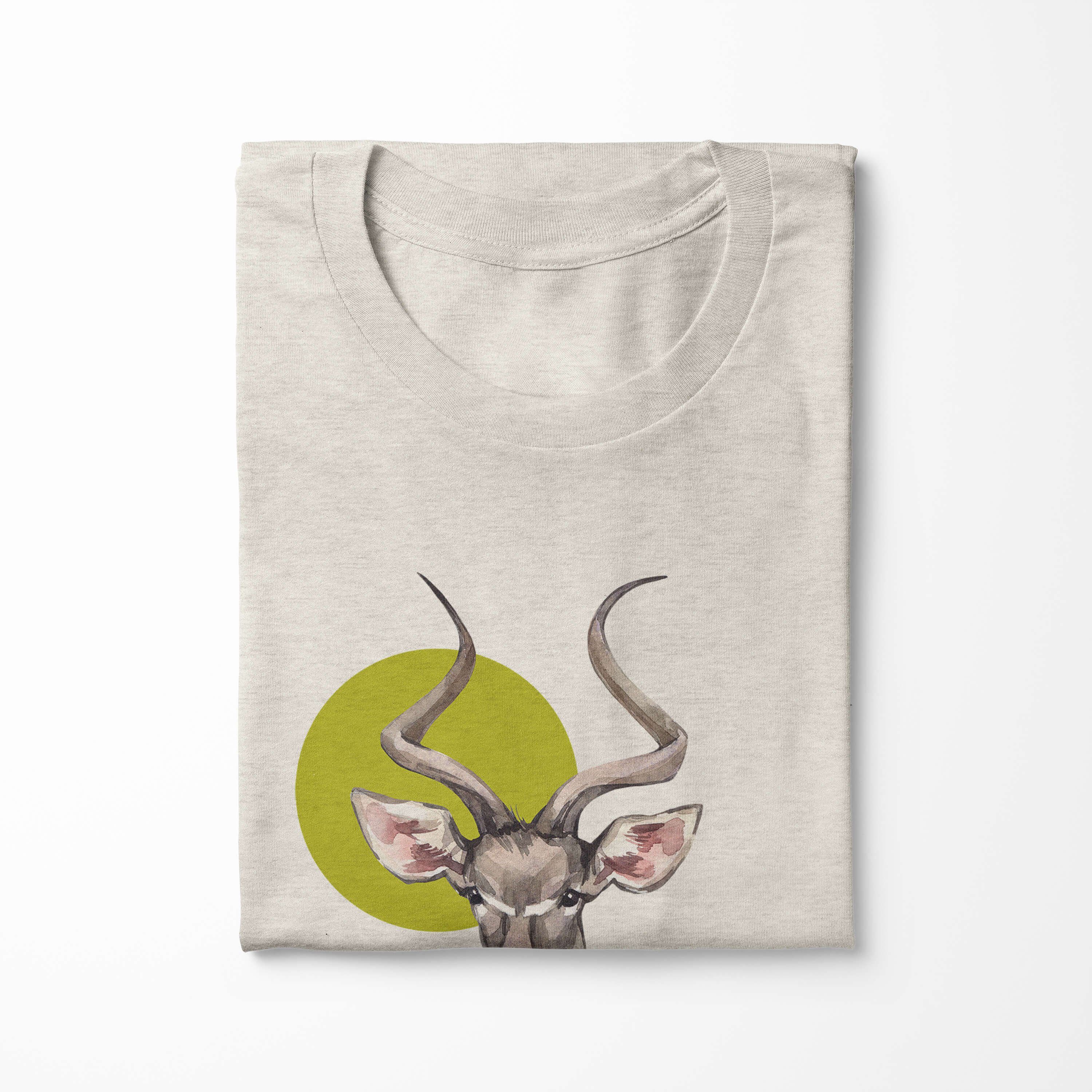 Sinus Art T-Shirt ern Herren Nachhaltig aus 100% Aquarell (1-tlg) Motiv Antilope gekämmte Ökomode Shirt T-Shirt Bio-Baumwolle