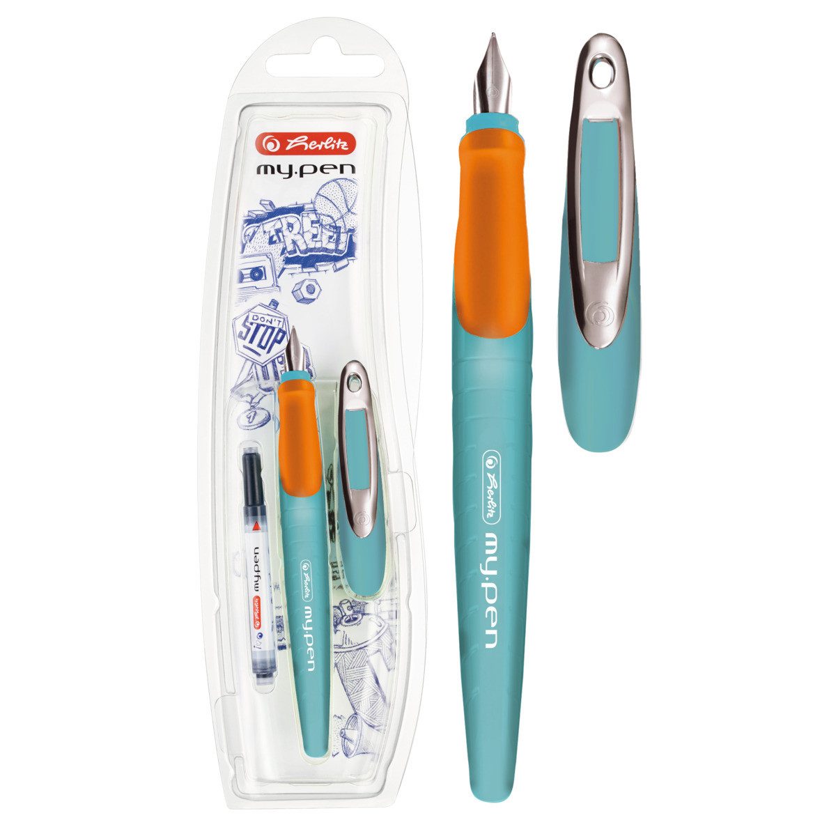 HAMELIN PAPERBRANDS Füller herlitz Füller my.pen M türkis/orange Blister