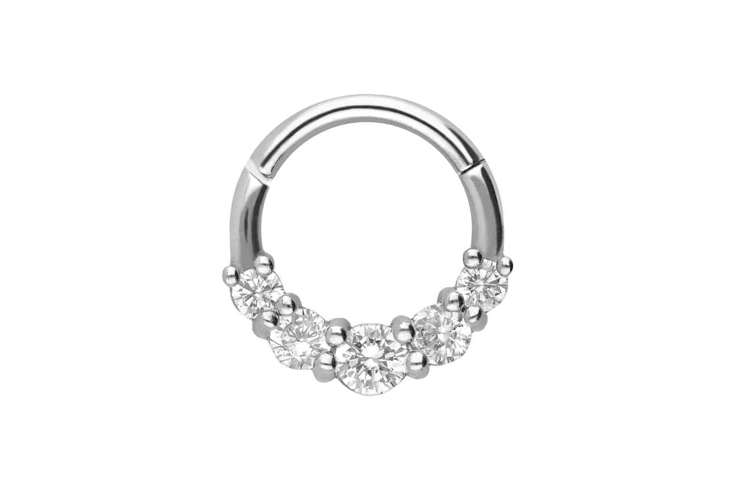 Nasenpiercing Chirurgenstahl Segmentring Clicker 5 EINGEFASSTE KRISTALLE Ohrpiercing