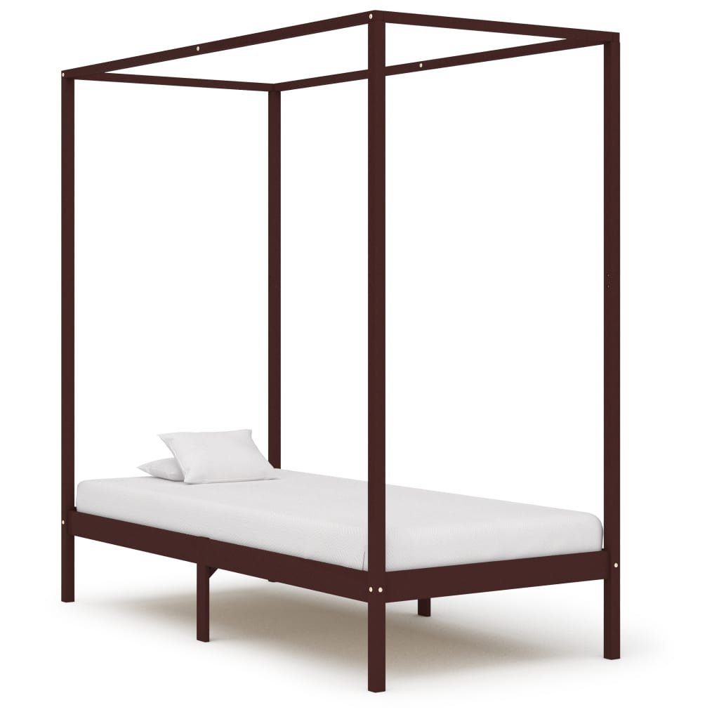 vidaXL Himmelbett aus Kiefer in Dunkelbraun (LxBxH: 204x104x200 cm)