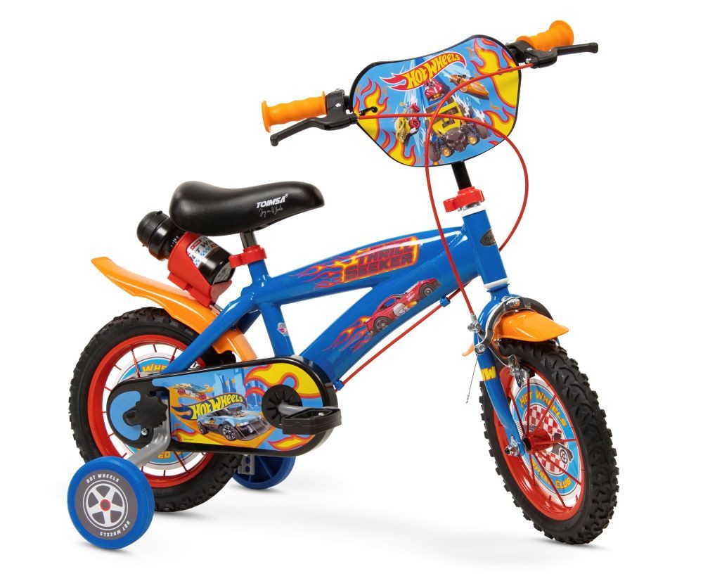 T Y Trade Kinderfahrrad 12 Zoll Kinder Jungen Fahrrad Rad Bike Hot Wheels Blau Rot Toimsa 1 Gang Stutzrader Trinkflasche
