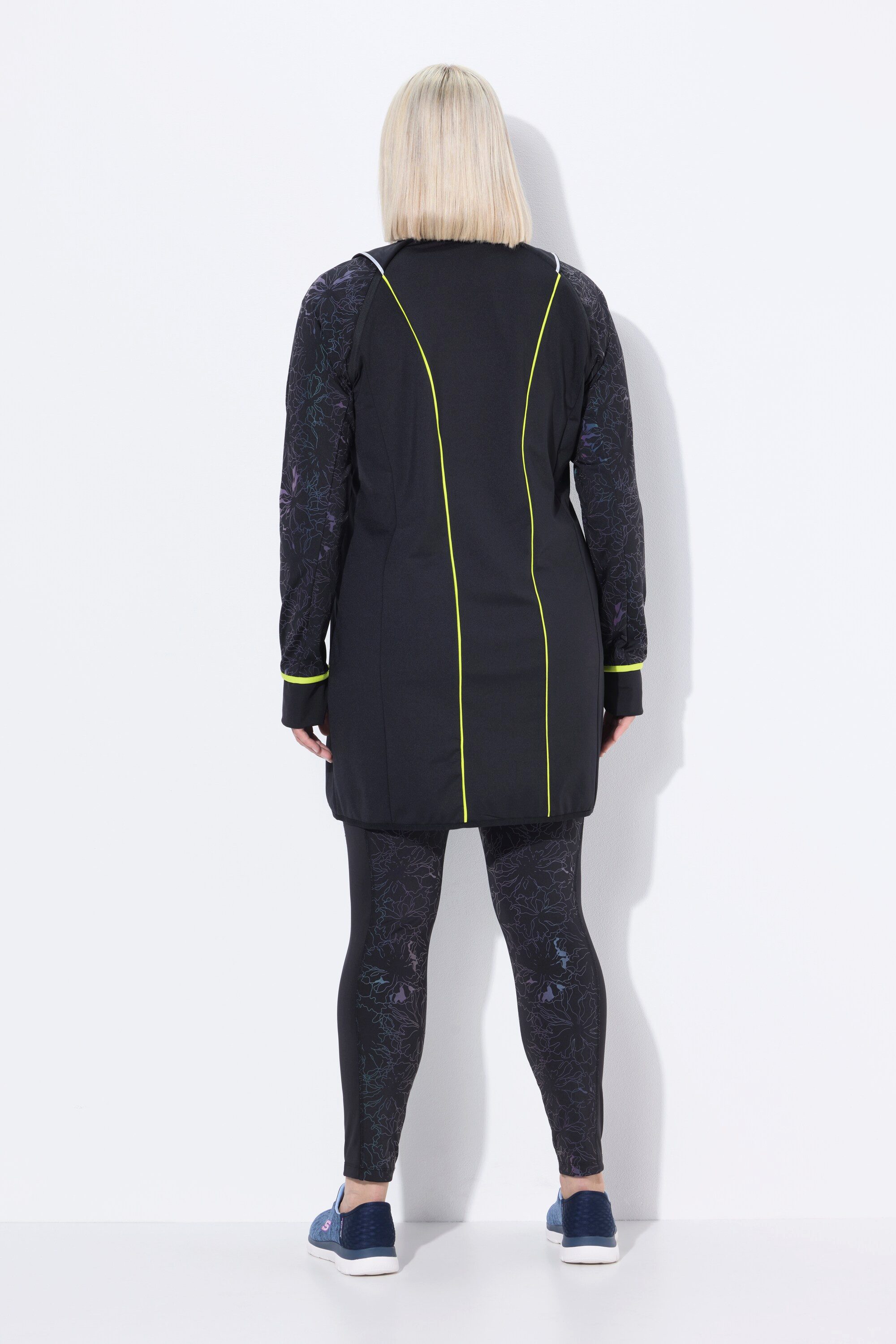 Ulla Popken Sweatjacke 2-in-1-Funktionsmantel Ärmel abnehmbar Zipptaschen