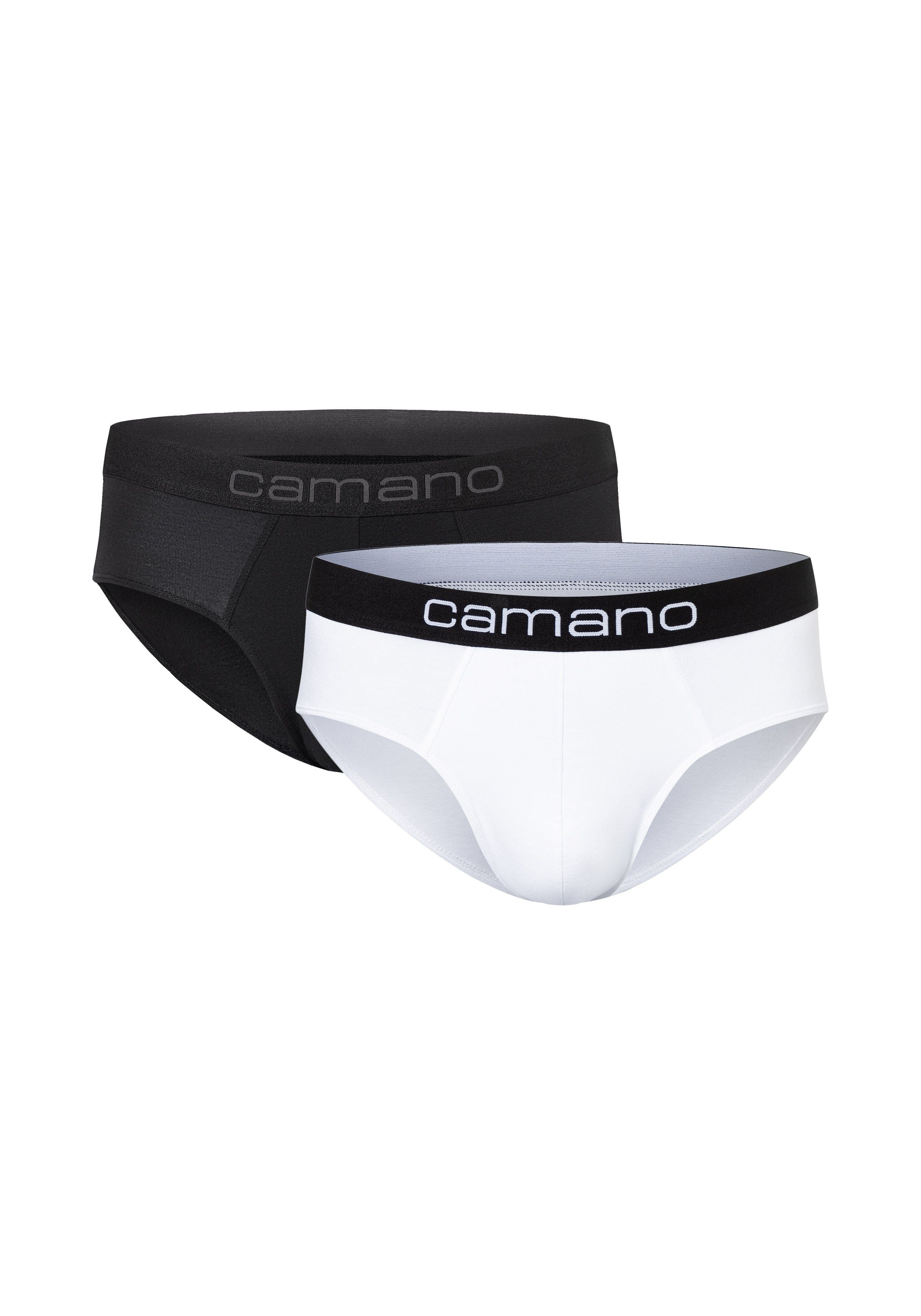 mit Komfortbund bequemem Baumwolle Comfort mit Camano schwarz, (BCI) weiß (2-St) nachhaltigerer Slip