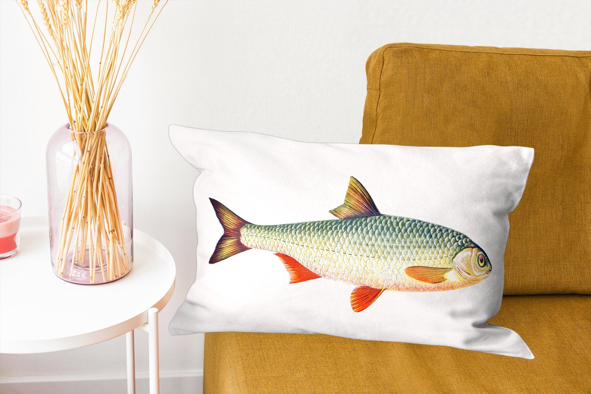 Dekoration, Realismus, Zierkissen, - Schlafzimmer MuchoWow mit Frontaler Fisch Füllung, Dekokissen Dekokissen Wohzimmer