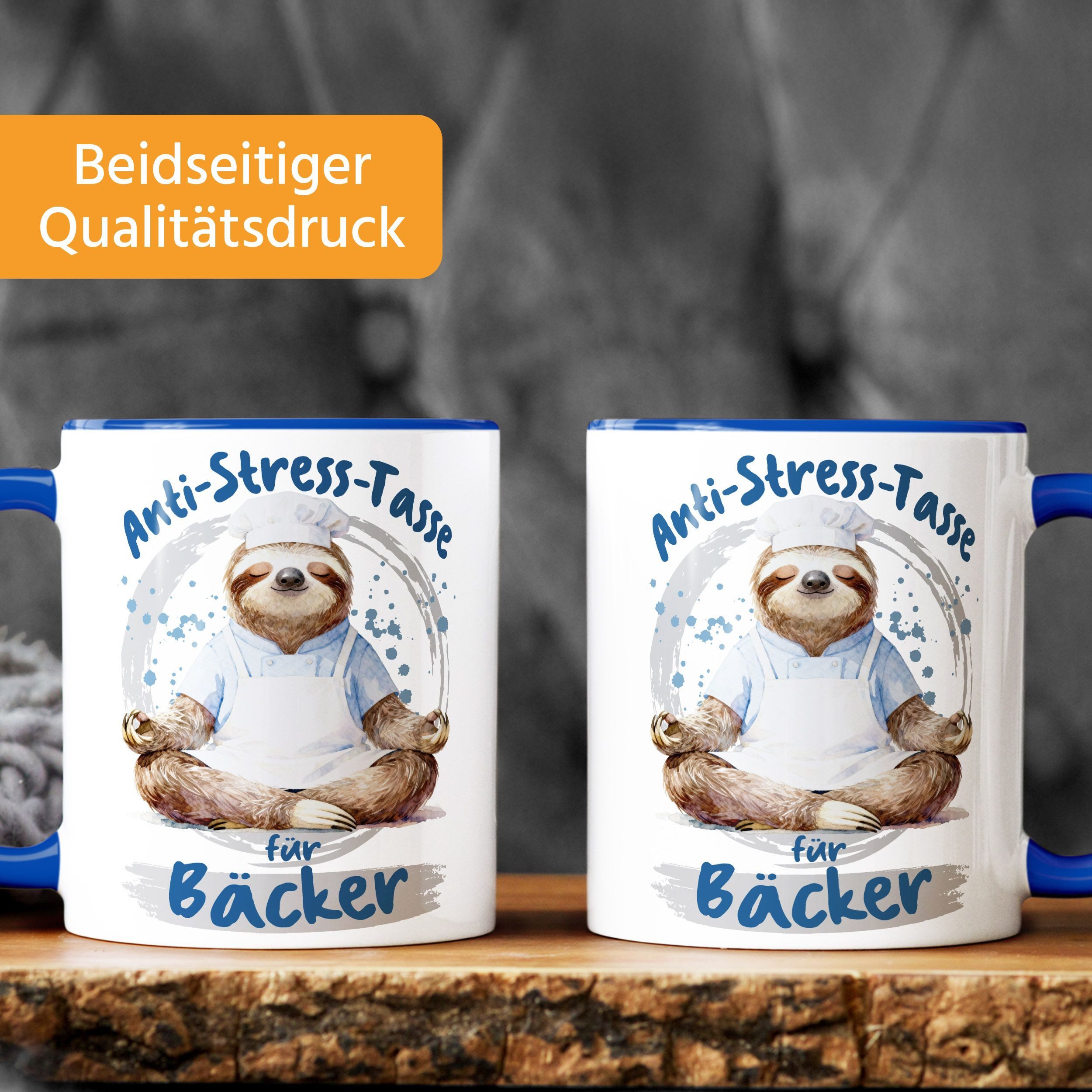 MoonWorks Tasse Kaffee-Tasse Geschenk Bäcker Anti Stress Bürotasse Faultier Lustig, Keramik