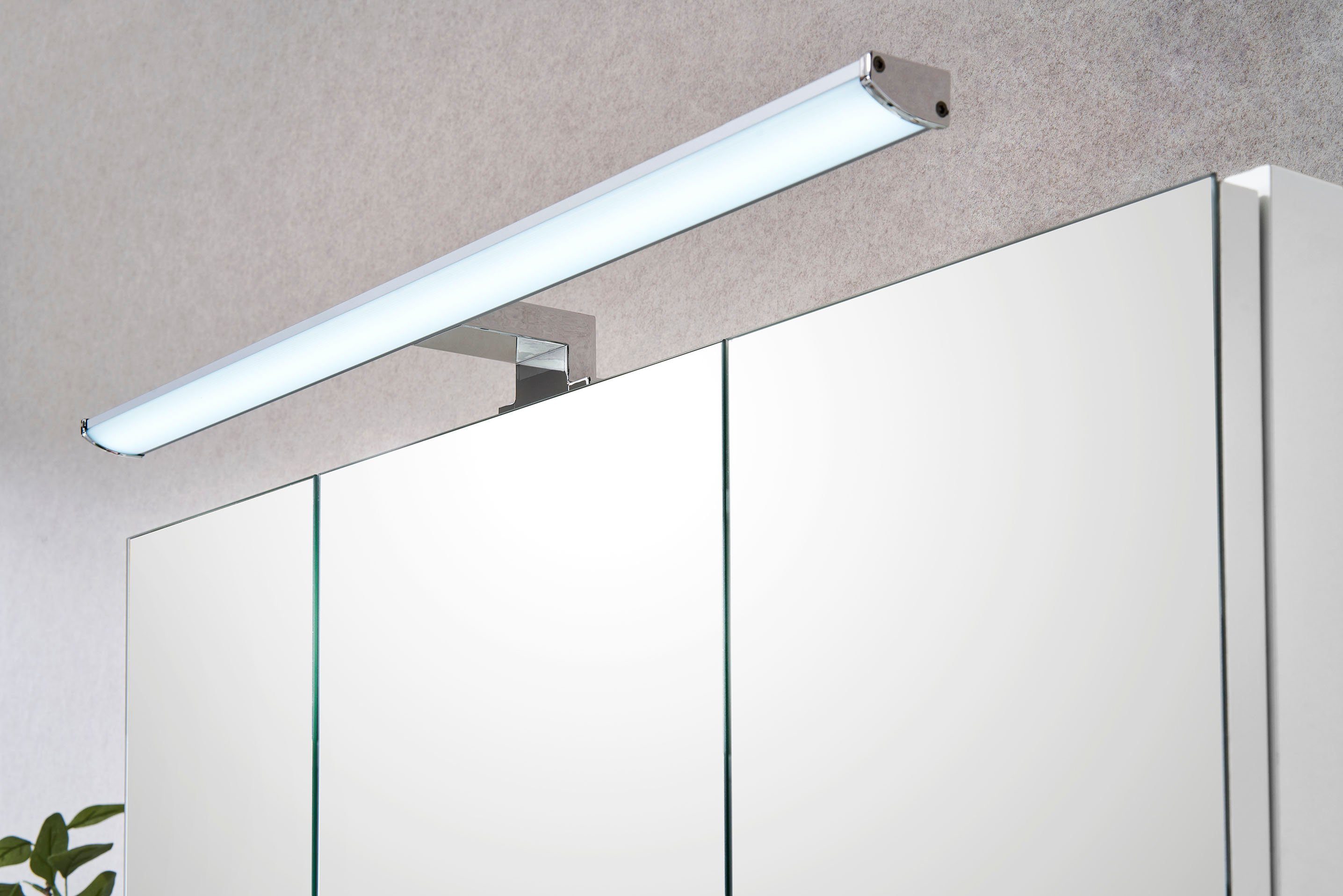 PELIPAL Spiegelschrank Quickset 360 75 cm, Schalter-/Steckdosenbox Breite 3-türig, LED-Beleuchtung