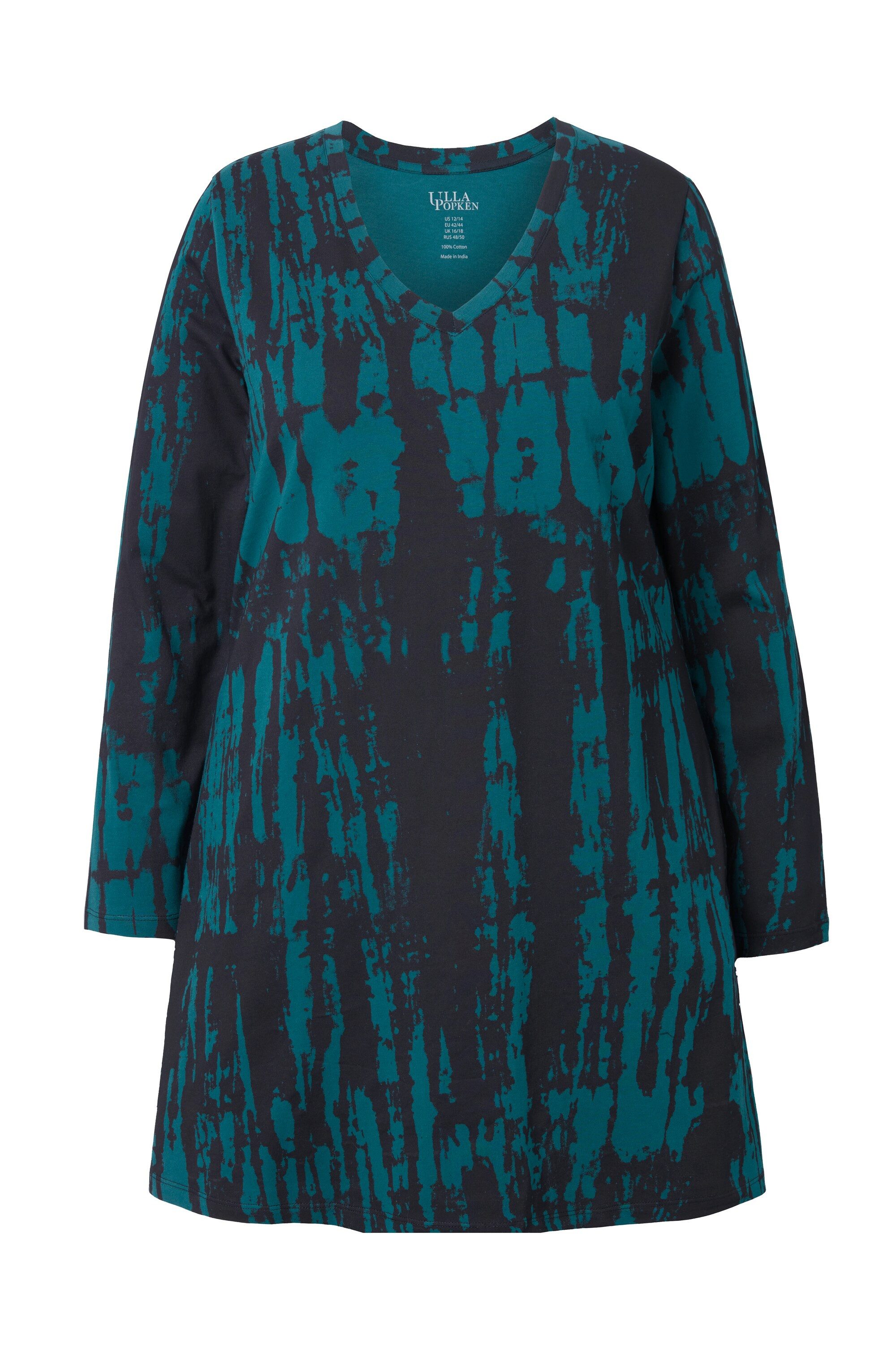 Ulla Popken Longshirt Longshirt Farbverlauf A-Linie V-Ausschnitt Langarm günstig online kaufen