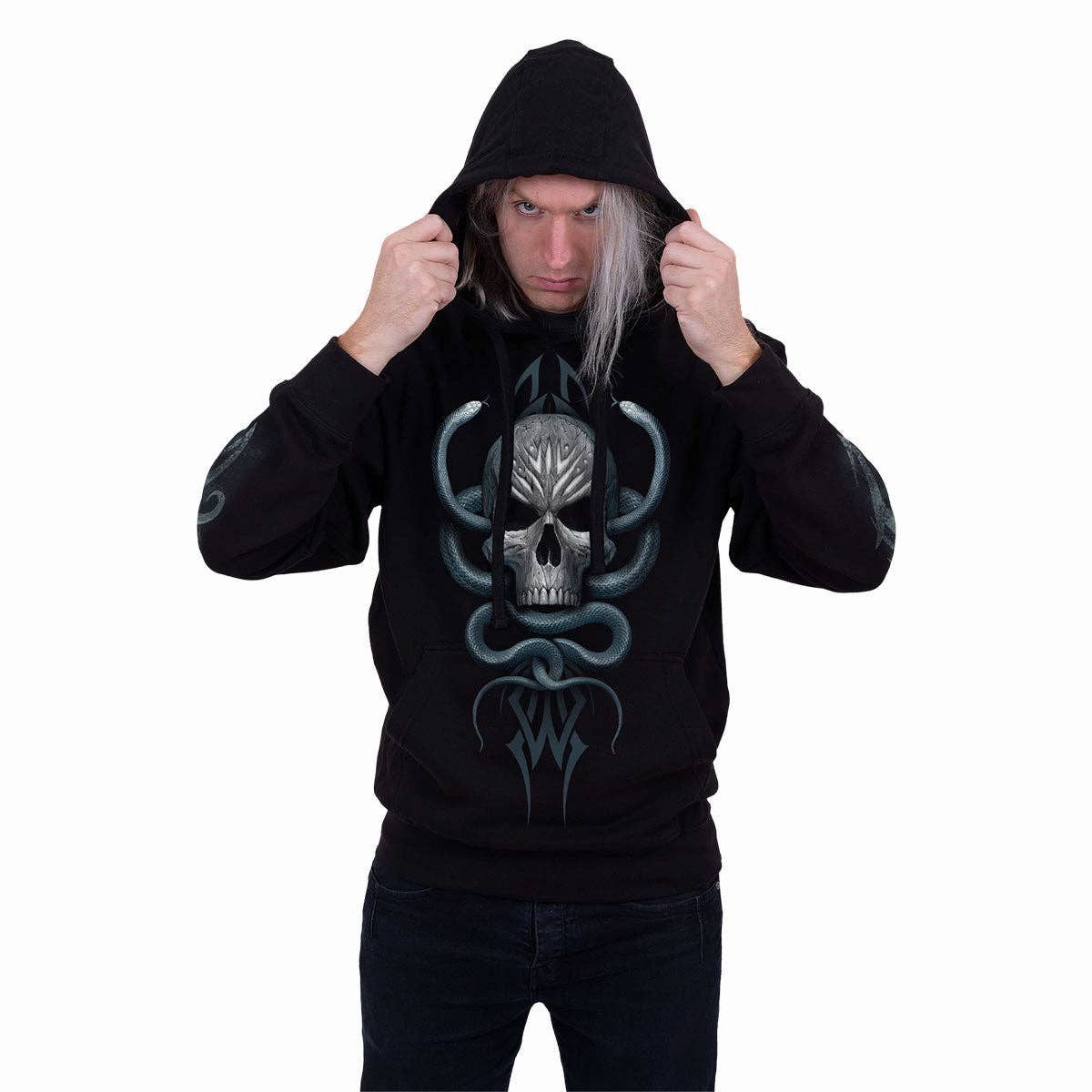 Spiral Kapuzenpullover Gothic Hoodie "Stone Gaze" Skull