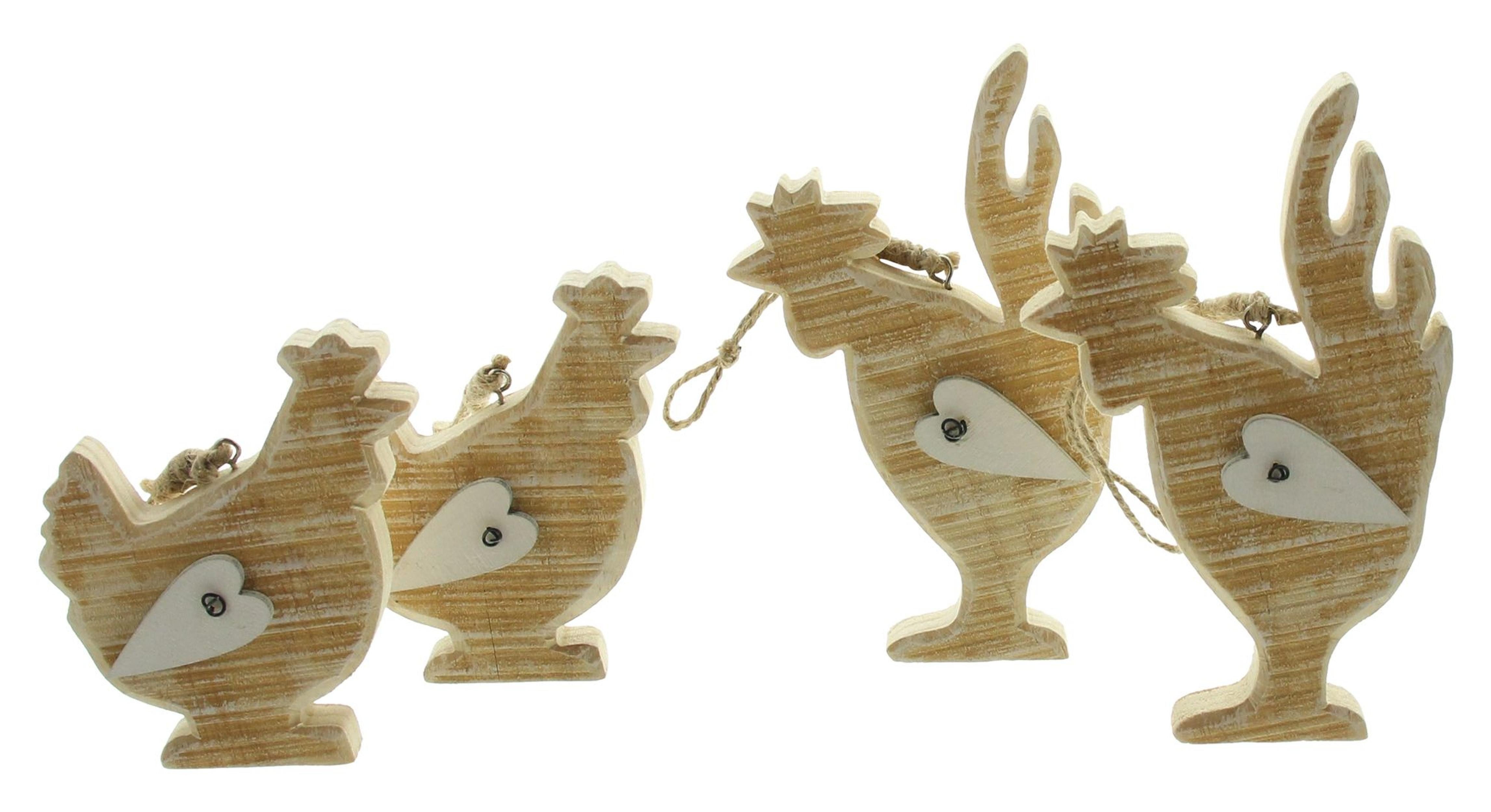 Dekohänger 4 Dekohänger Huhn & Hahn Holz – Frühlingsdeko, Osterdeko