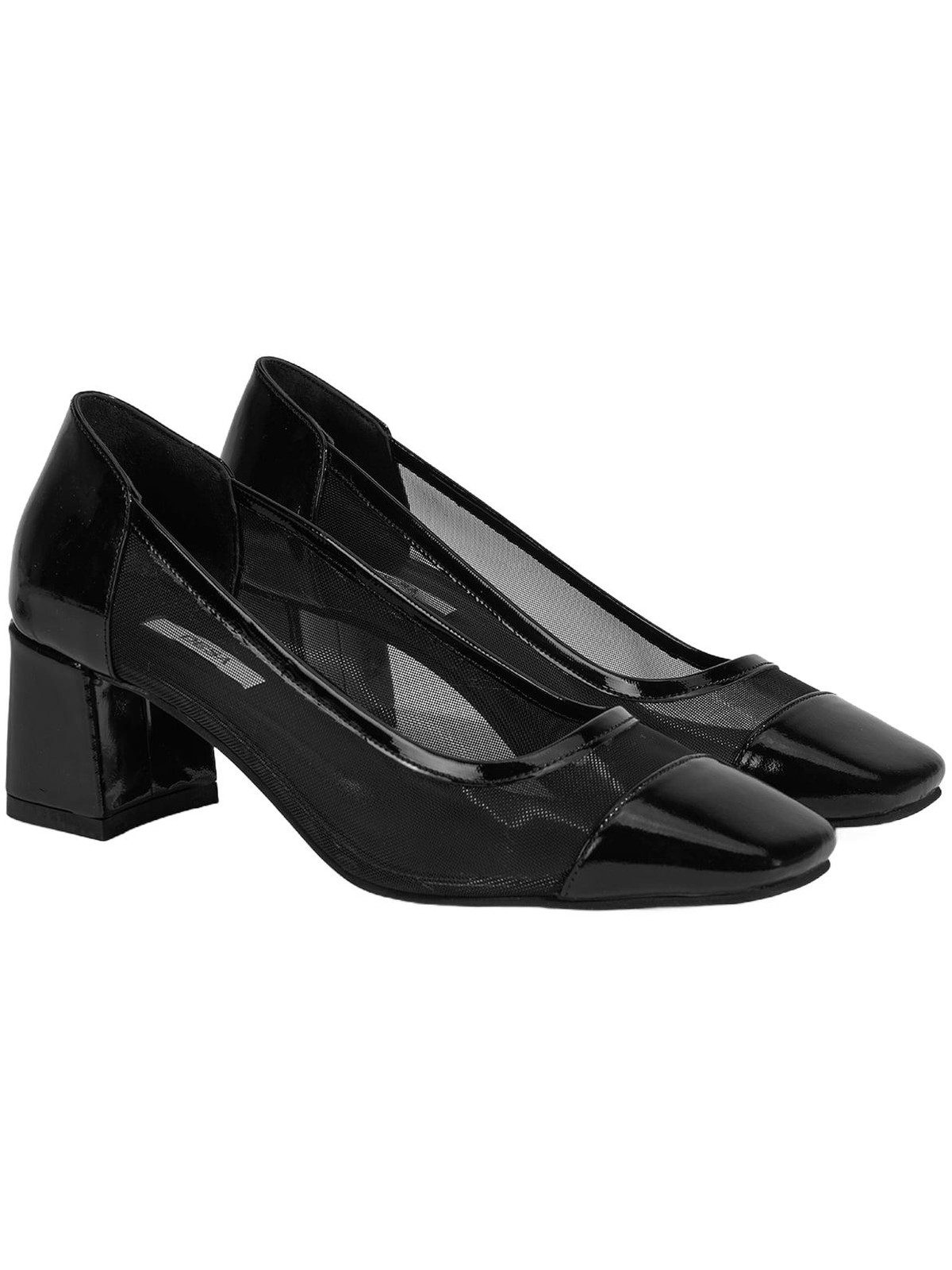 Damen-Slipper – Obermaterial aus Lackleder, Lederfutter, Blockabsatz, Pumps