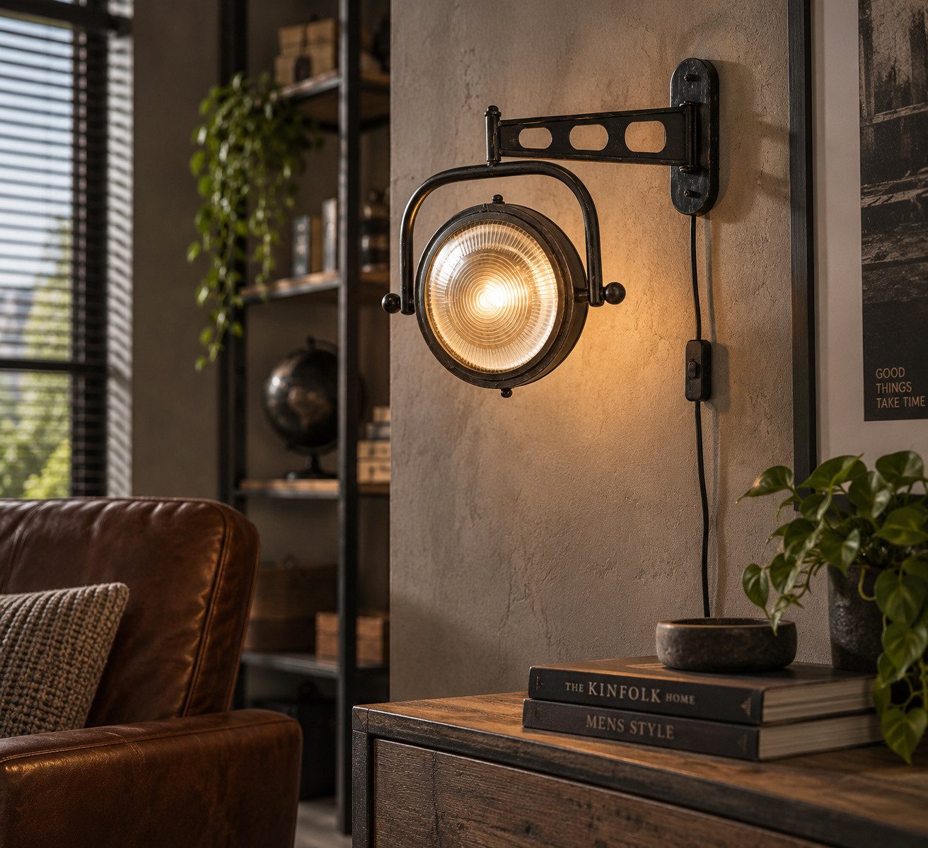 Vintagehaus Wandleuchte Wandlampe Industrial Factory Spotlight Metall Antik schwenkbar