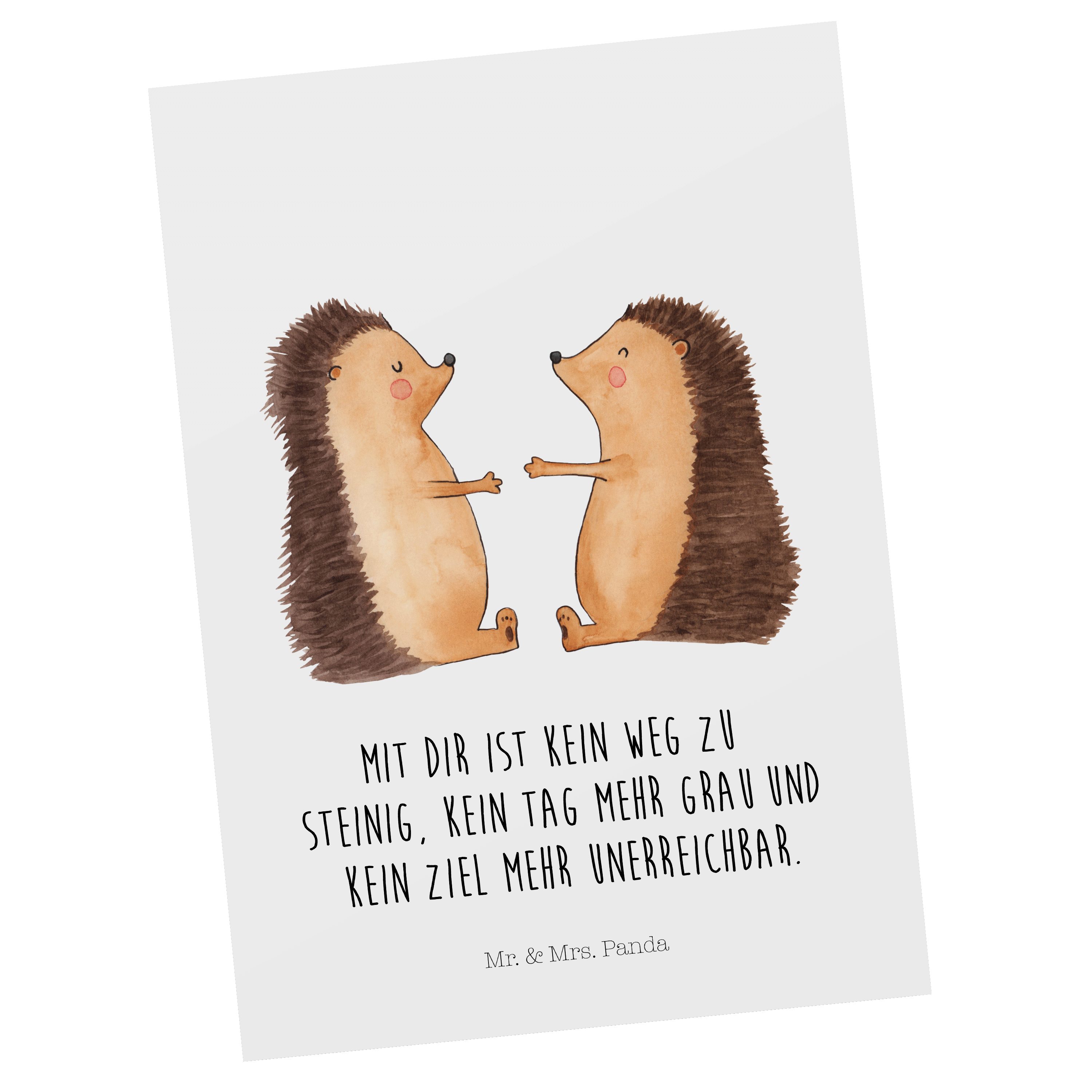 Mr. & Mrs. Panda Postkarte Igel Liebe - Weiß - Geschenk, Hochzeitstag, Verlobung, Einladung, Fre