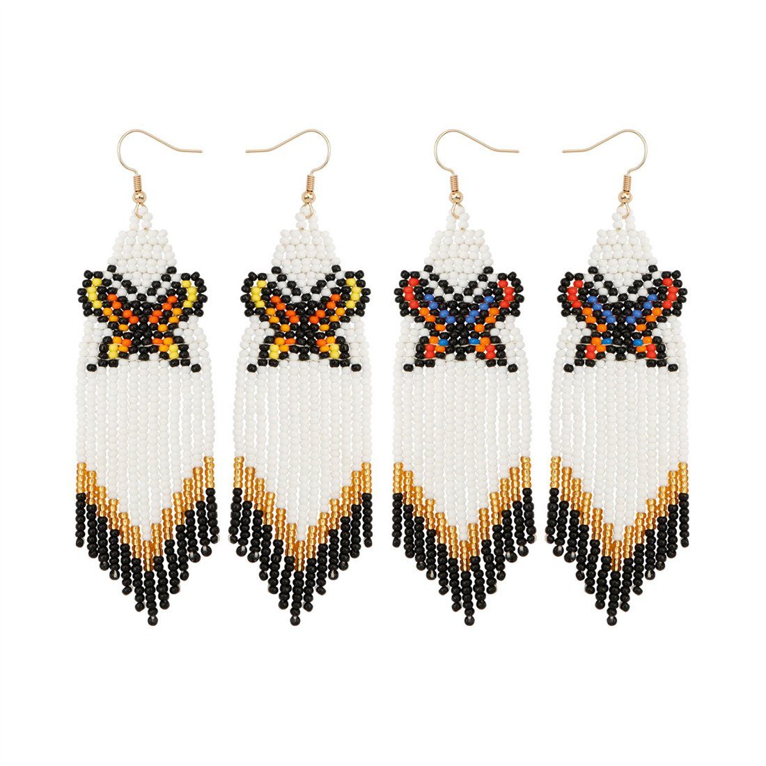 mit Bohemian Ohrhänger für Frauen Gelb Ohrringe DÖRÖY gewebte Paar Schmetterling Tassel Ohrringe