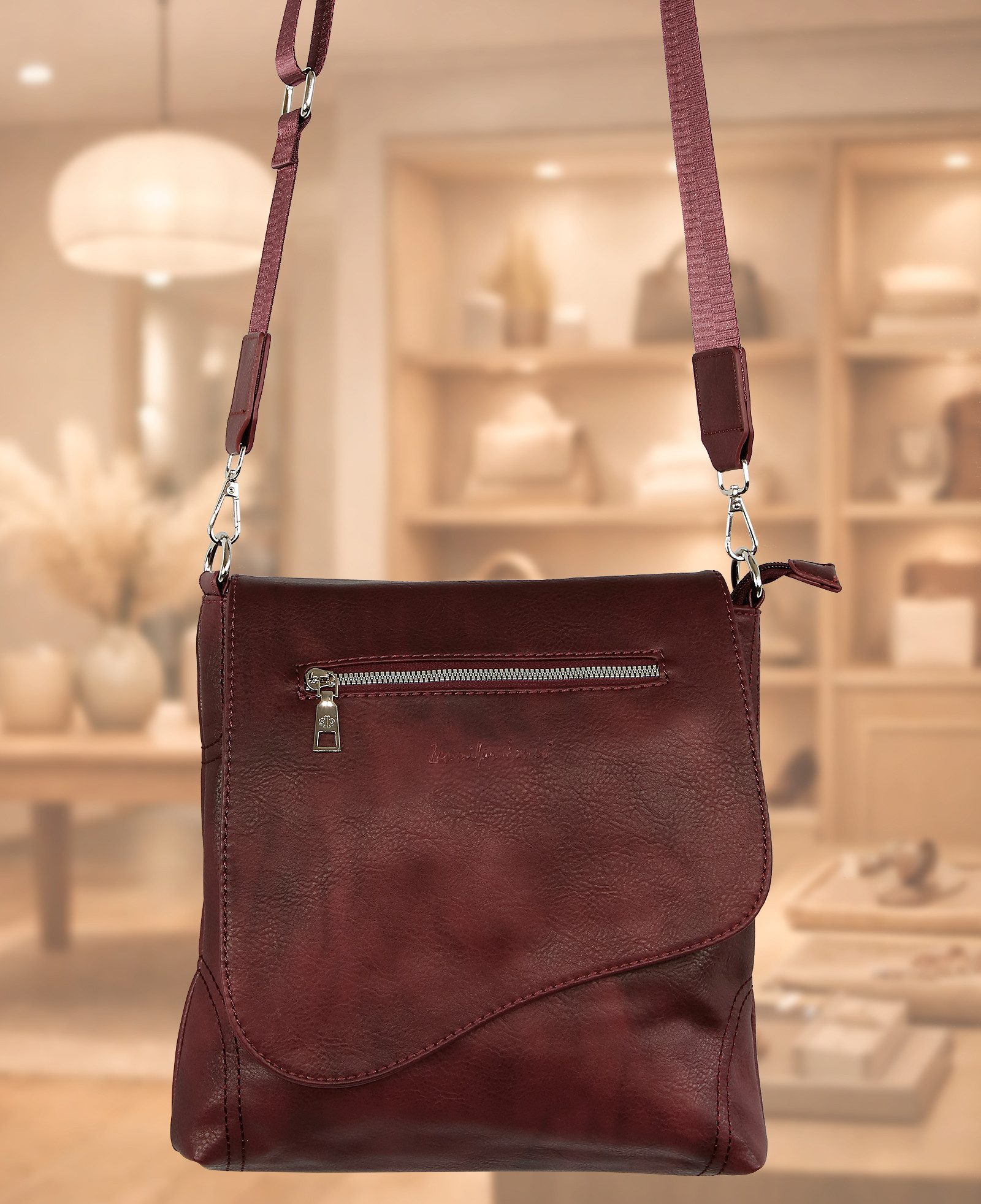 J JONES JENNIFER JONES Schultertasche Praktische Damen Umhängetasche mit vielen Fächern – ideal für Alltag, Hauptfach + Innen- & Außenfächer