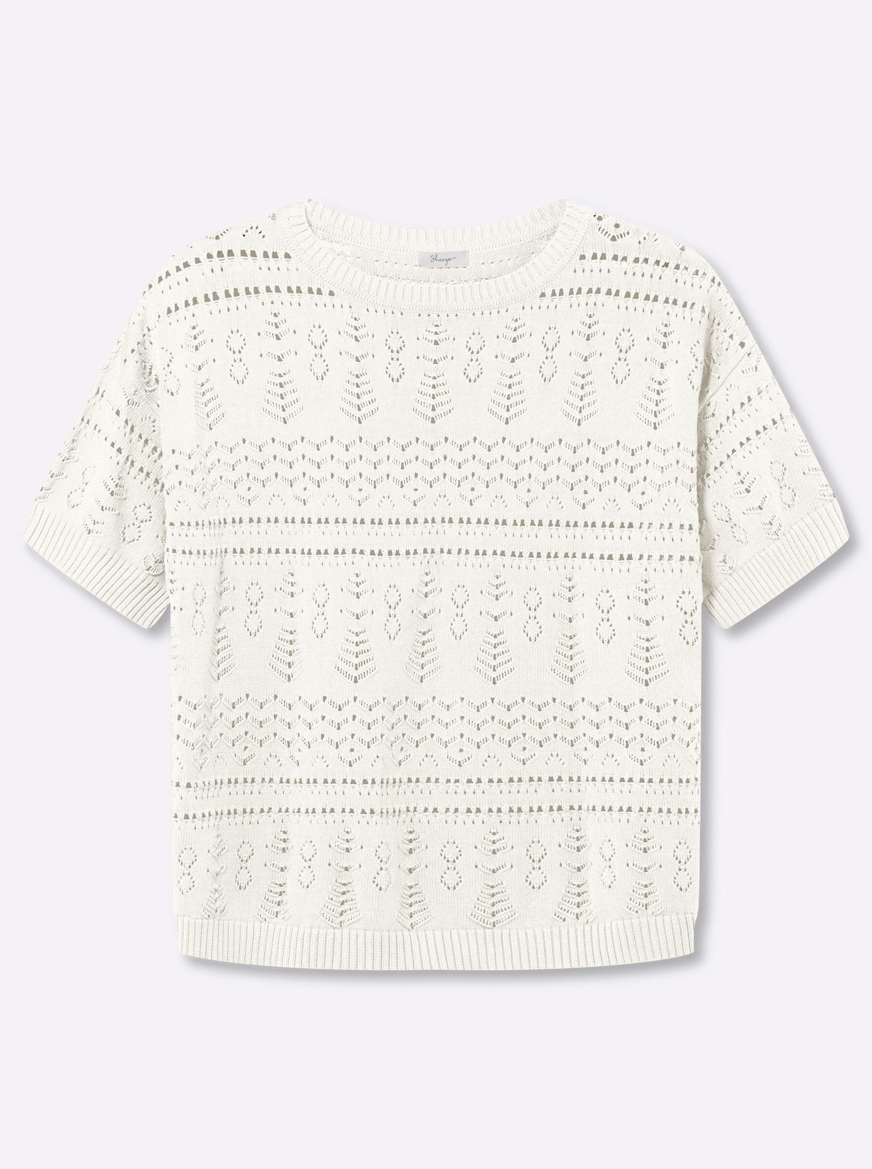 Sheego Strickpullover Kurzarm-Pullover Kurzarm Ajour