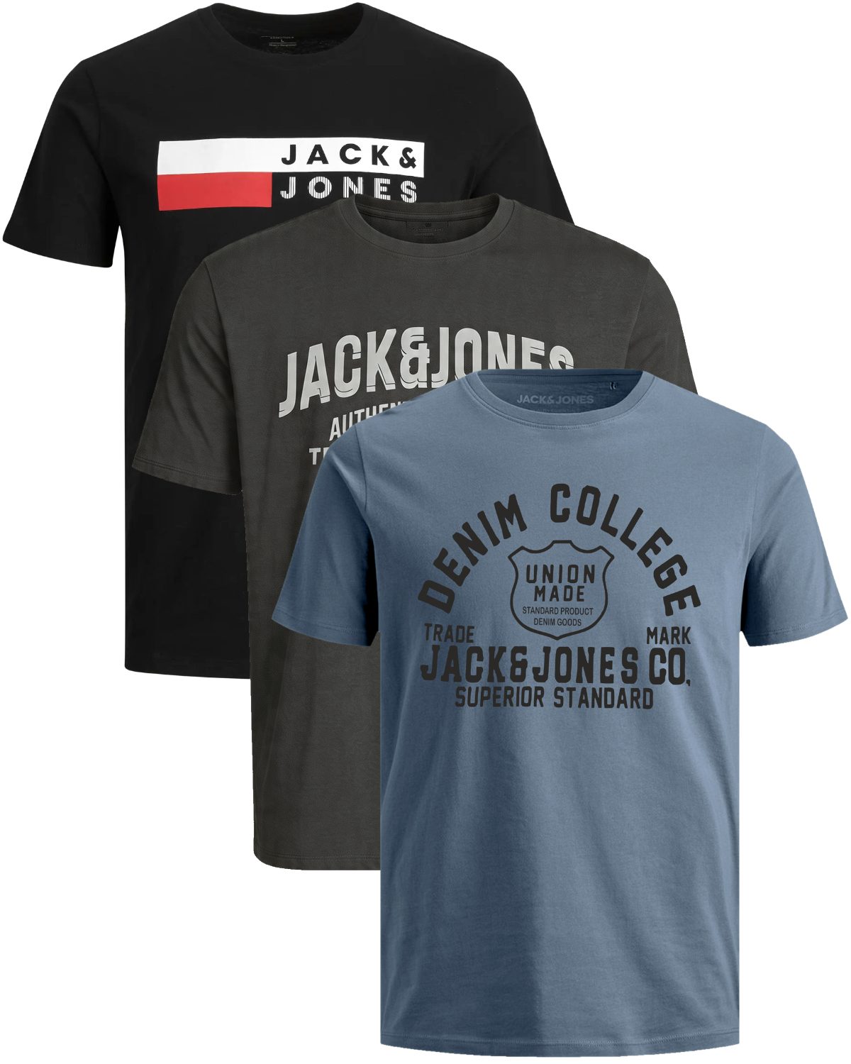 Jack & Jones PlusSize Print-Shirt (Spar-Set, 3er-Pack) Big Size Shirt Übergrößen Shirt