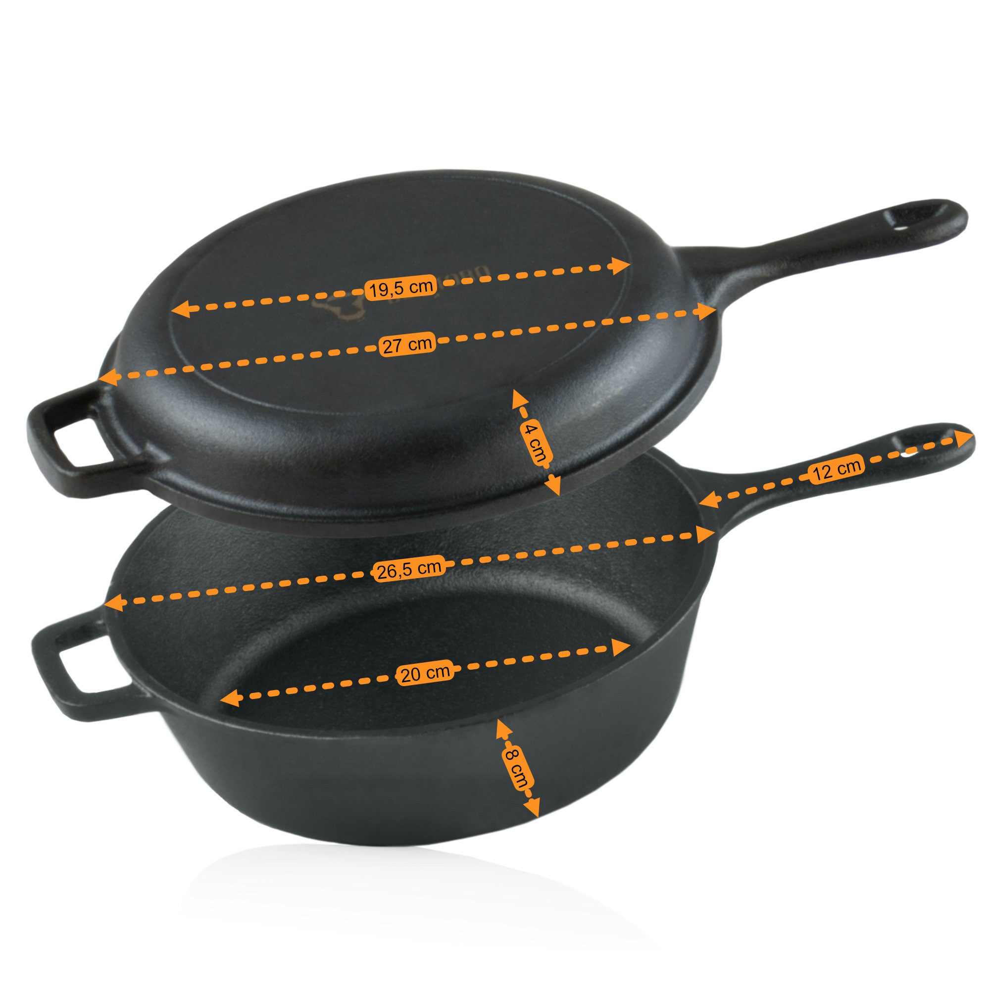 BBQ-Toro Kasserolle Gusseisen Topf mit Pfannendeckel, 5 Liter - schwarz, Gusseisenpfanne, Gusseisen – Bild 3 von 5