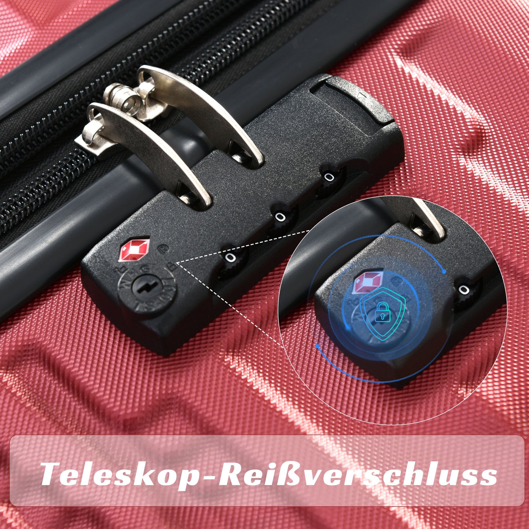 erweiterbare ABS-Gepäck, Handgepäckkoffer OKWISH Rot Räder, 4 Rollen 4 Hochwertiges TSA-Schloss, Kapazität,