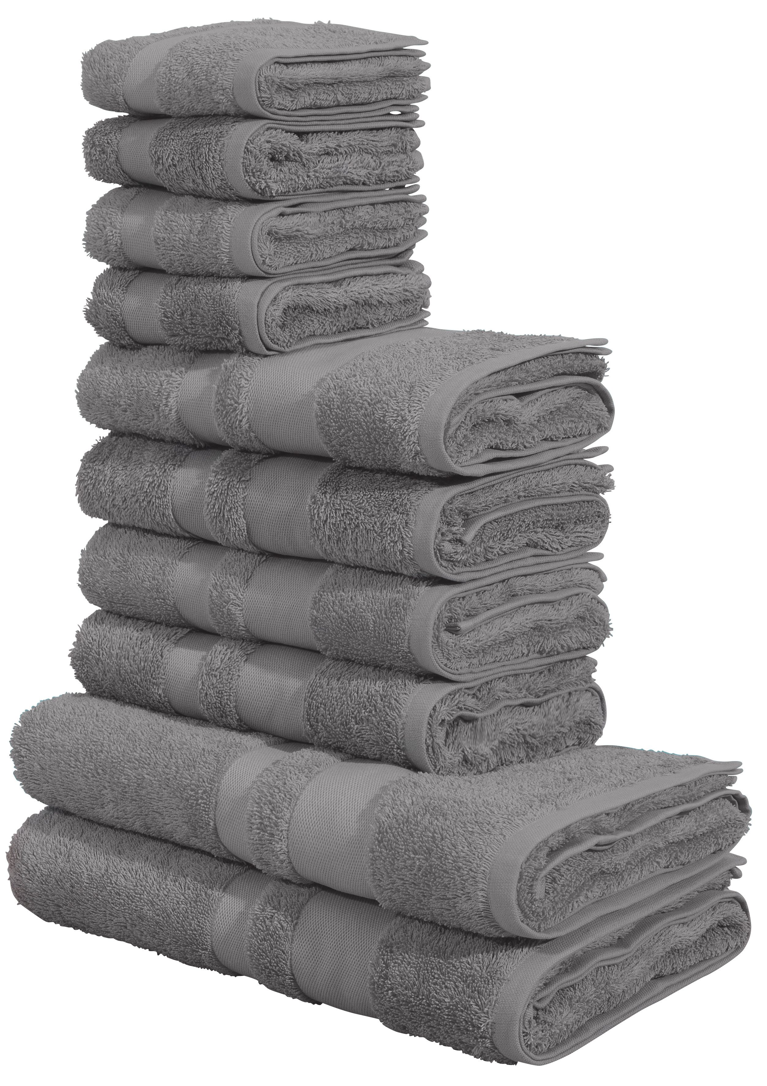 OTTO home Handtuch Set Vanessa, 10-tlg Handtuch-Set, weich, in Standard- und Premium-Qualität, Walkfrottee (Set, 10-St), 100% Baumwolle, Duschtücher, Handtücher, Gästetücher, mit Bordüre