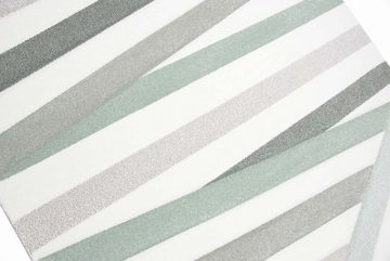 Teppich Designer Teppich Moderner Teppich Wohnzimmer Teppich Kurzflor Teppich mit Konturenschnitt Gestreift Pastellfarben Grün Creme Beige, Teppich-Traum, rechteckig, Höhe: 13 mm