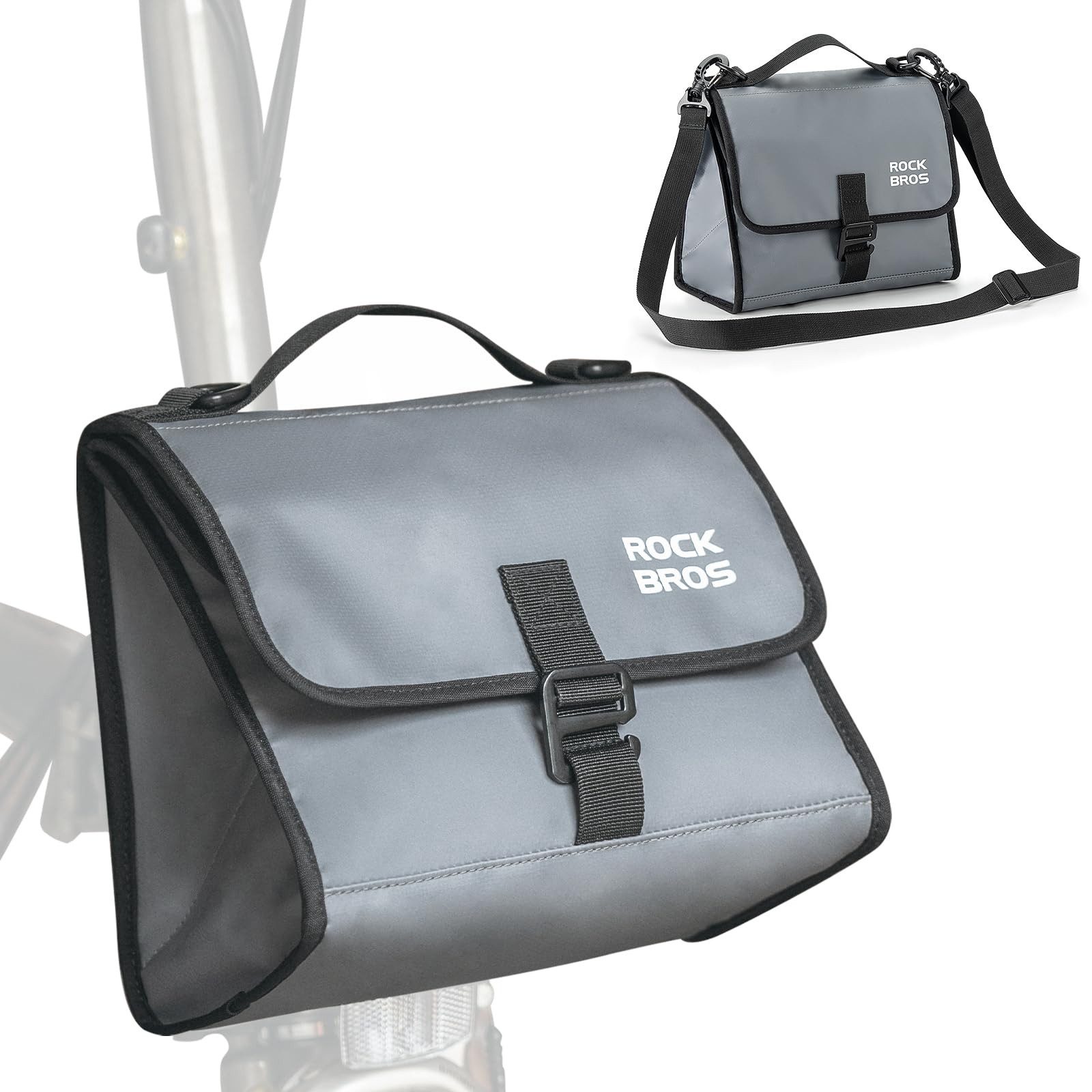 ROCKBROS Fahrradtasche Lenkertasche mit Schnalle für Brompton Faltrad 4-7 L, verstellbarer Schultergurt, isolierende Aluminiumfolie, faltbar