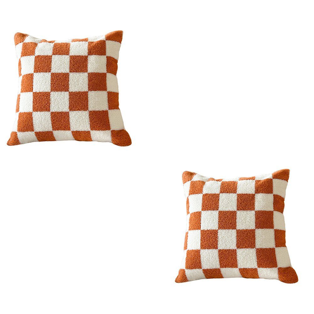 Schachbrett Kissenbezug FELIXLEO weiche Kissenbezüge (2 Stück) 45*45cm dekorative 2 Stück, orange