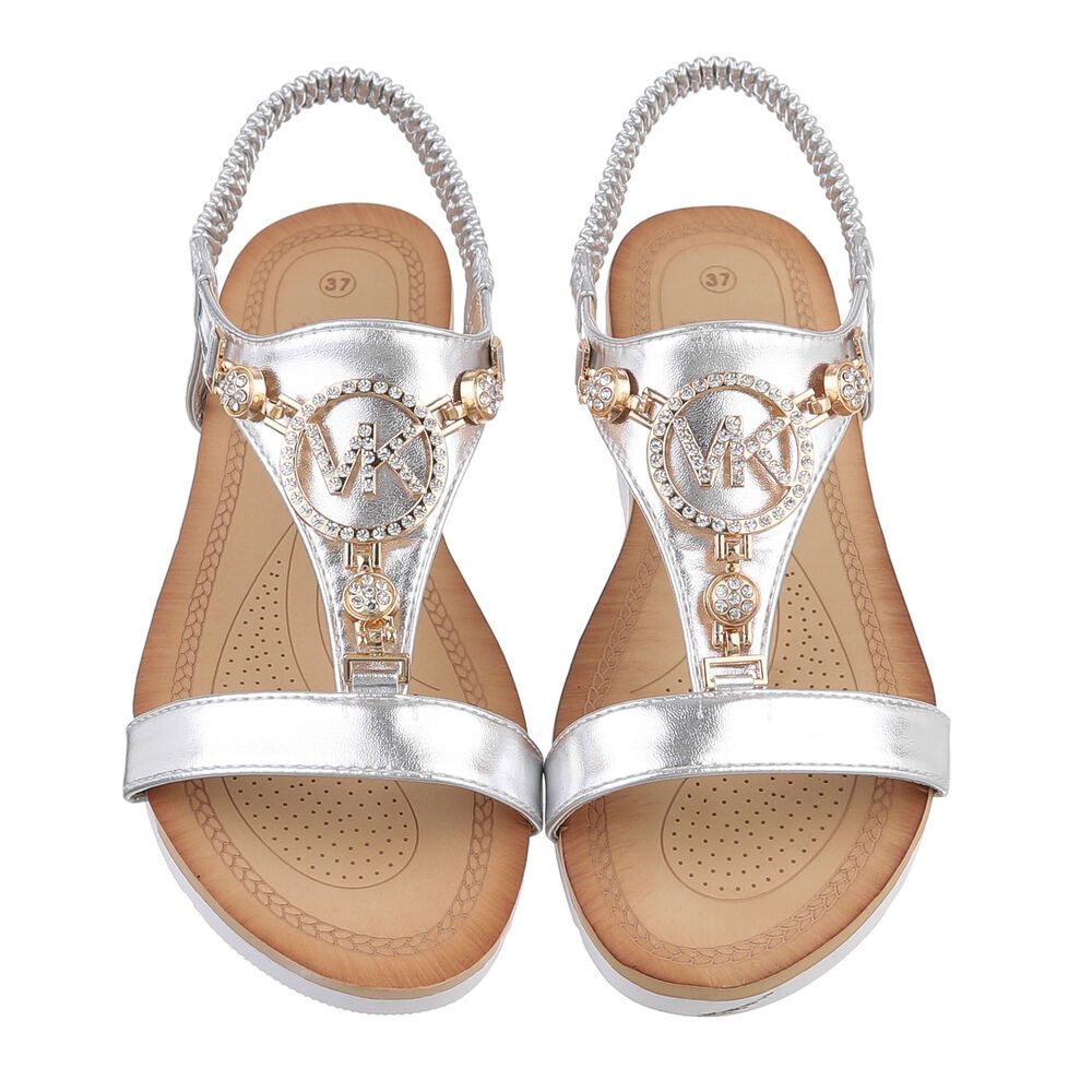 Ital-Design Komfortable Sandalen für jeden Anlass Riemchensandalette (86016779) Keilabsatz/Wedge Keilsandaletten in Silber