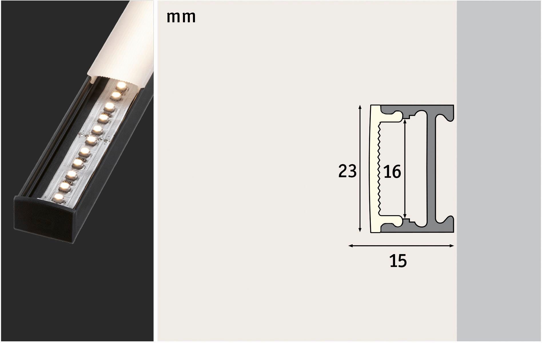Paulmann LED-Streifen eloxiert mit Profil weißem Diffusor 1m Square