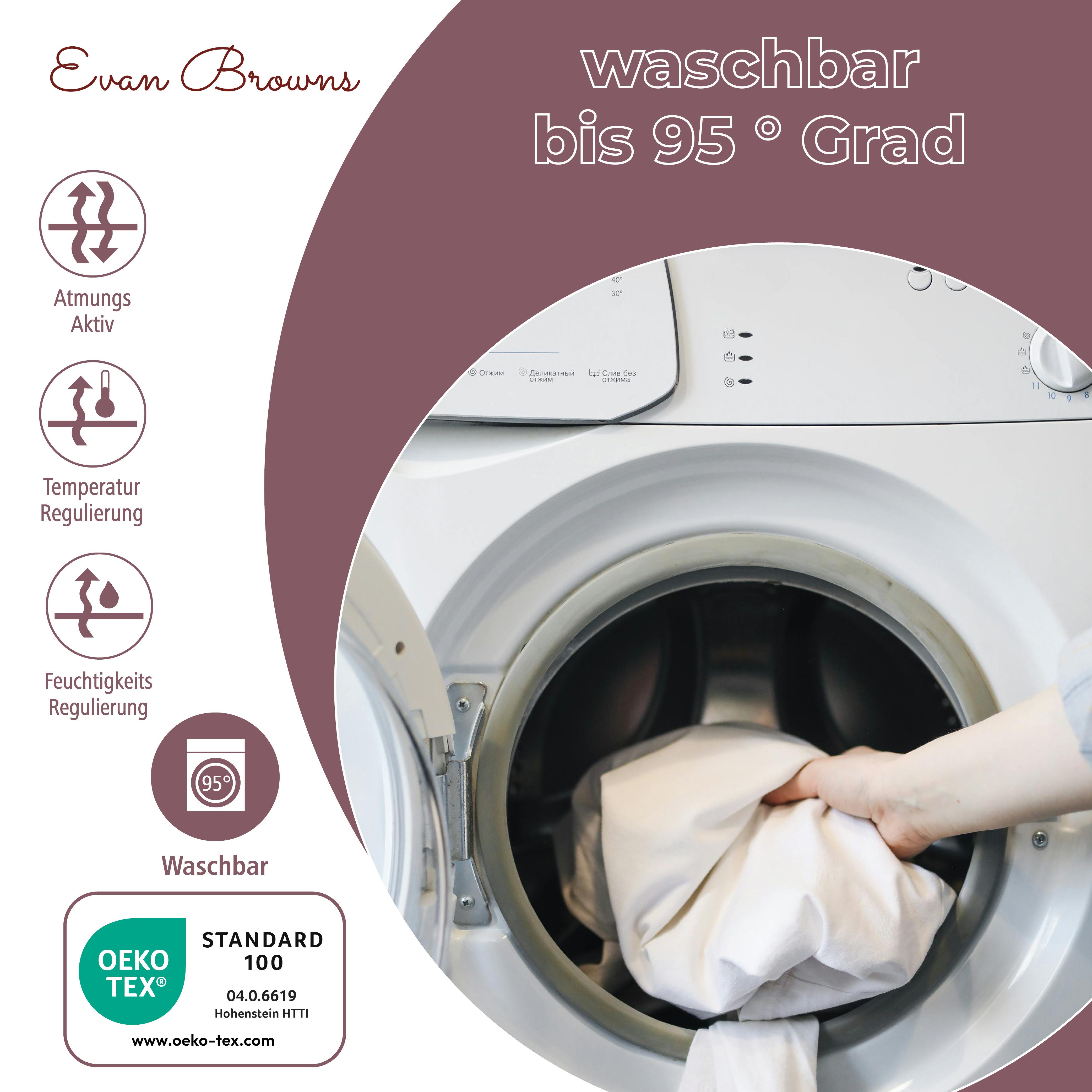 EVAN BROWNS Bettdecke + Kopfkissen 4 Jahreszeiten, 135x200 cm Bettdecke mit Kopfkissen bis 90 °C waschbar, Füllung: Polyester, Waschbar bis 95 °C - hygienisch,  – Bild 4 von 5