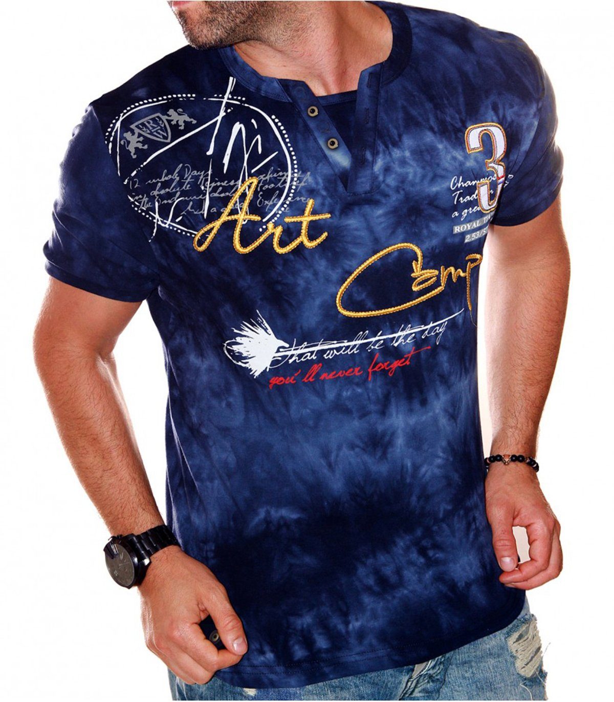 Jaylvis T-Shirt Herren Kurzarm Shirt V-Kragen Freizeit günstig online kaufen