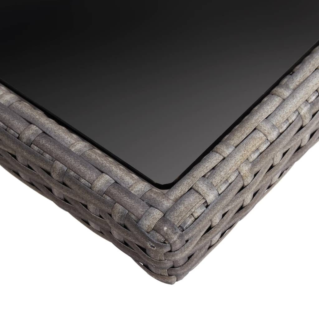 vidaXL Gartentisch, Garten-Esstisch Grau Poly Rattan und Glas
