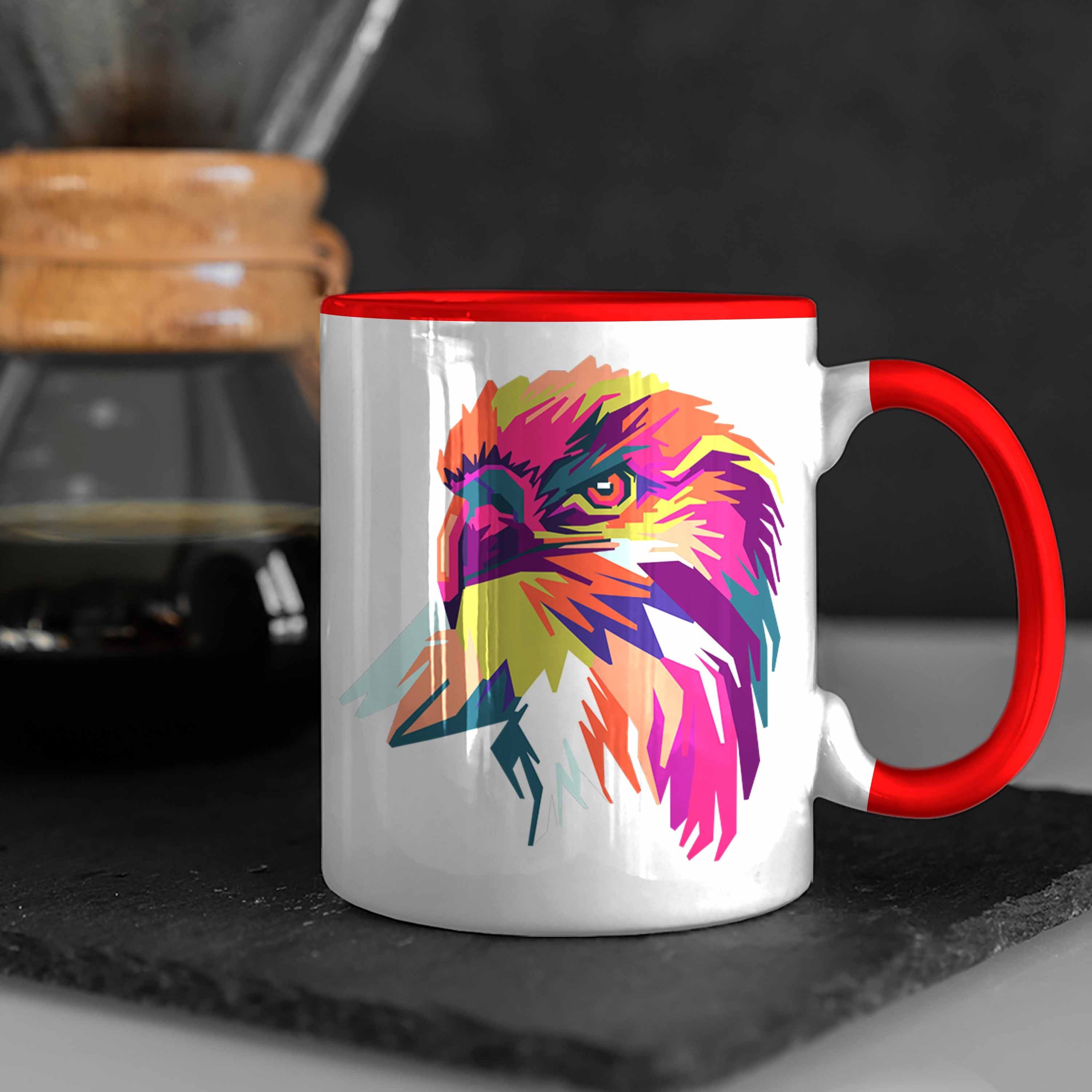 Kaffeetasse Geschenk Polygon Rot - Trendation Tasse Tasse Adler Adler-Fans Trendation