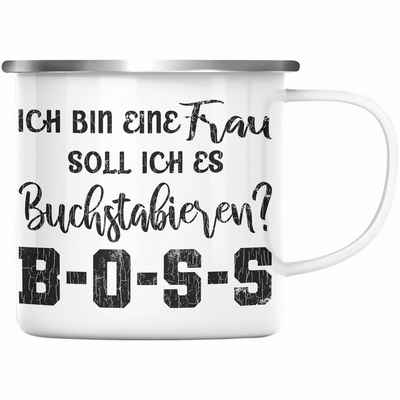 Trendation Thermotasse Trendation - KaffeeEmaille Tasse mit Spruch Frauen Geschenk Frau Lustige Sprüche Boss Spruch Mama Emaille Tasse