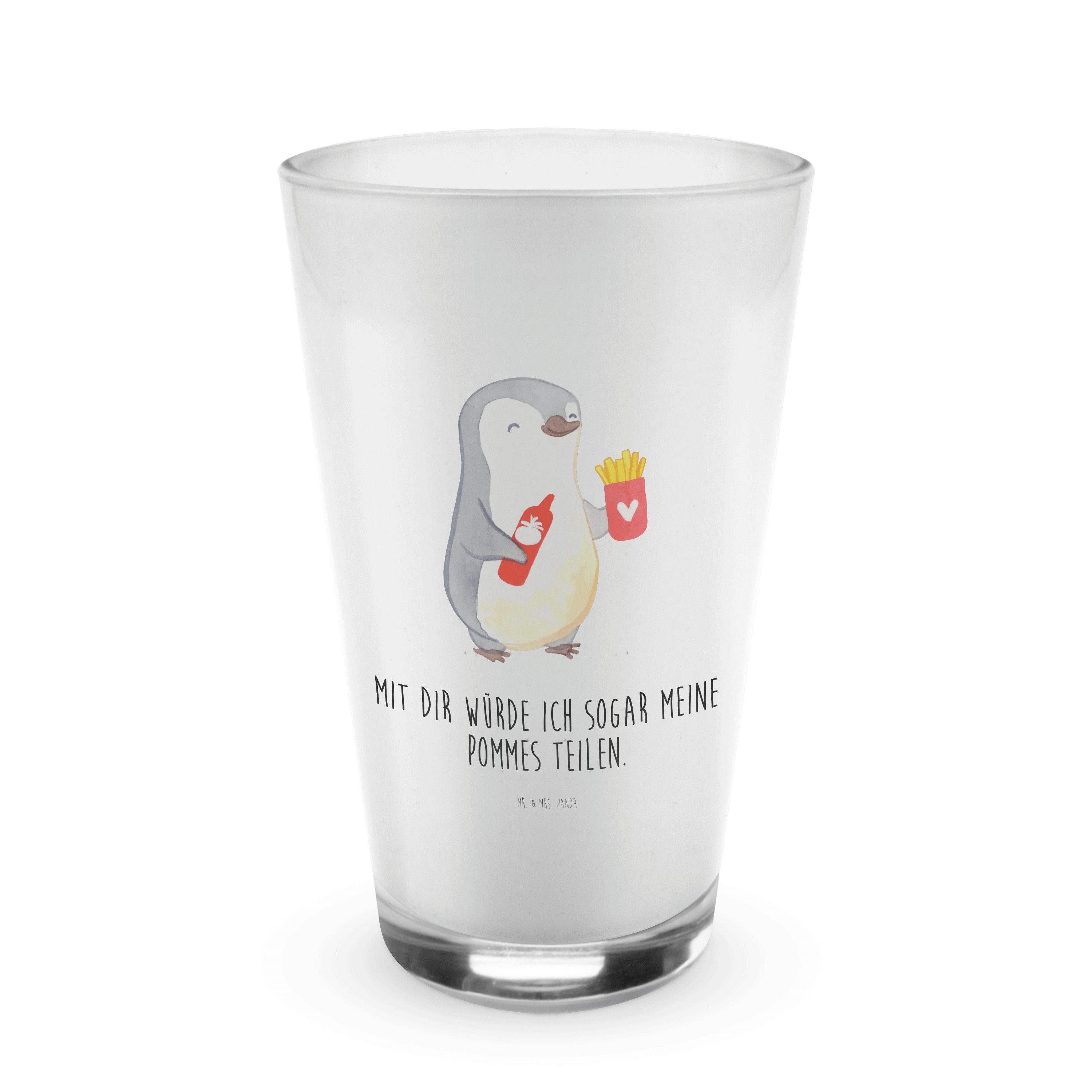 Mr. & Mrs. Panda Glas Jahrestag, Geschenk, Premium Glas - - Cappuccino, Pinguin Glas, Pommes Transparent