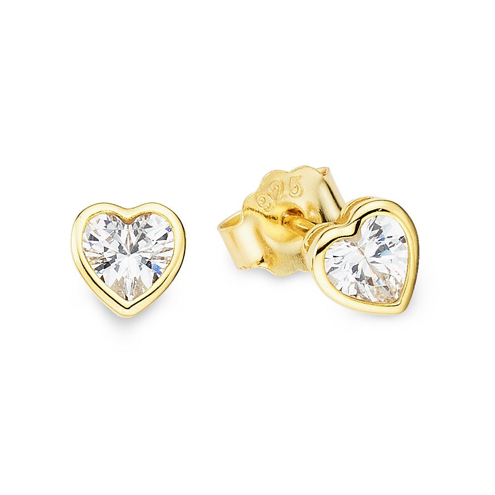 Firetti Paar Ohrstecker Schmuck Geschenk Ohrschmuck in Herzform mit Zirkonia, mit Zirkonia (synth)
