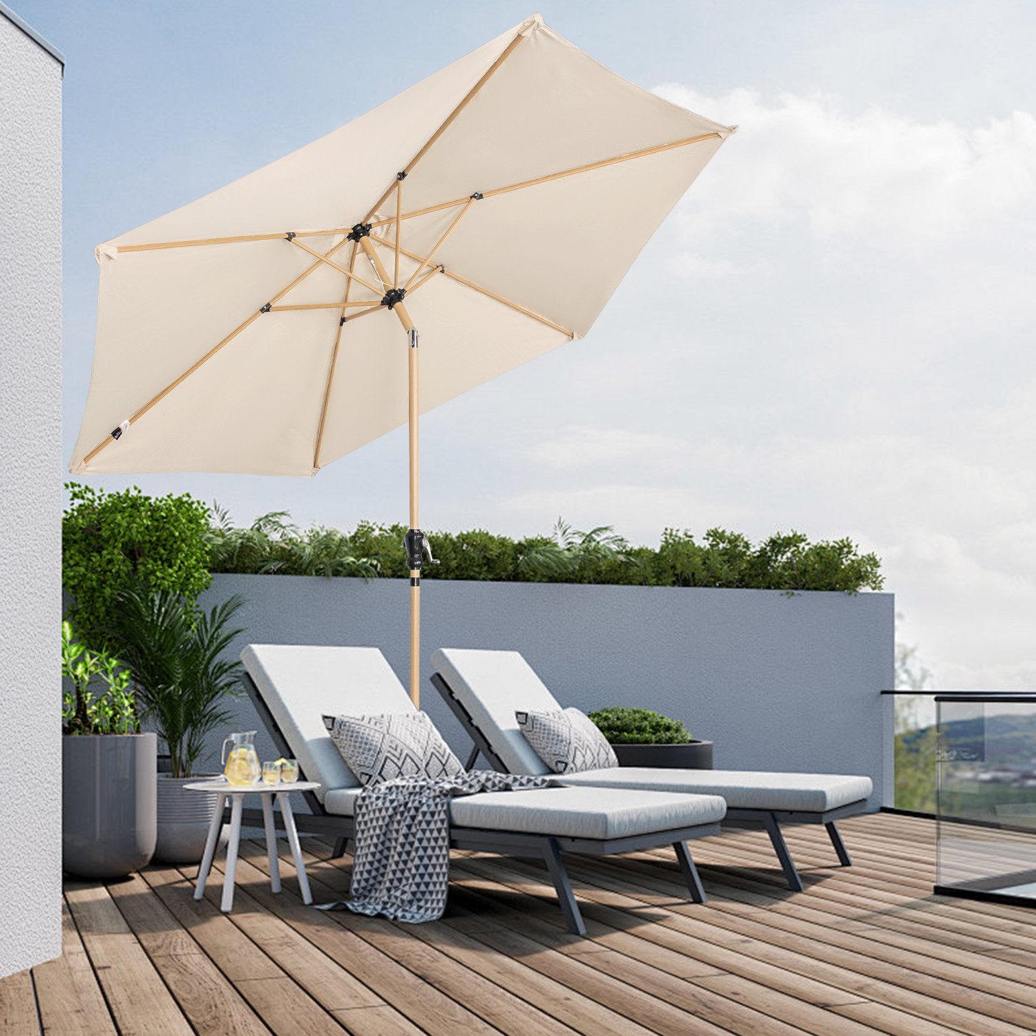Angel Living Sonnenschirm 2,7 m Gartensonnenschirm, Ampelschirm mit Kurbel & Höhenverstellung, ohne Schirmständer, Optimaler Sonnenschutz für Terrasse, Balkon und Garten