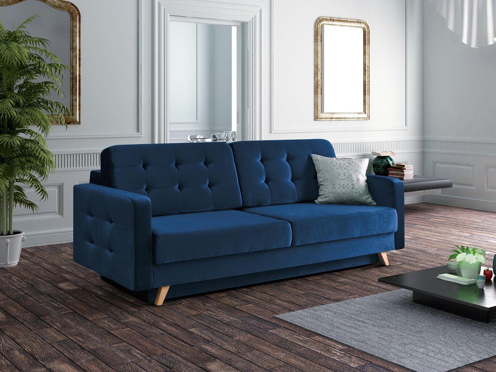 Beautysofa Schlafsofa Schlafsofa TEXAS Steppung Sofa Couch Wohnzimmer Schlaffunktion, mit Bettkasten