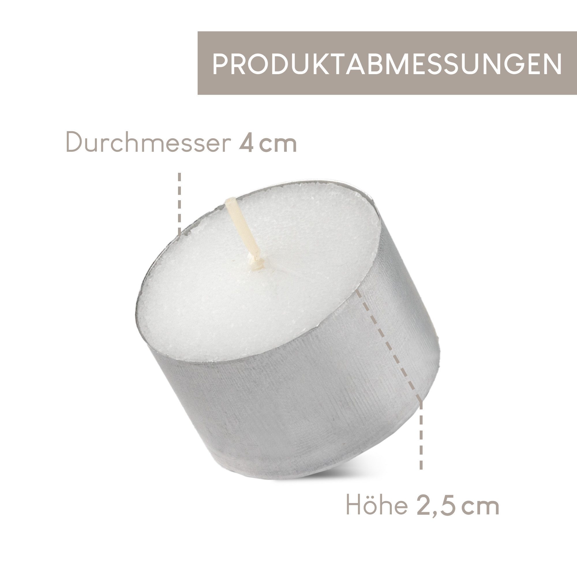 Candelo Teelicht 100 XXL Teelichter mit 8 Stunden langer Brenndauer-Großpackung (100-tlg), in Aluminium Hülle geruchsneutral in Weiß - Universal Alu Teelichter – Bild 3 von 5