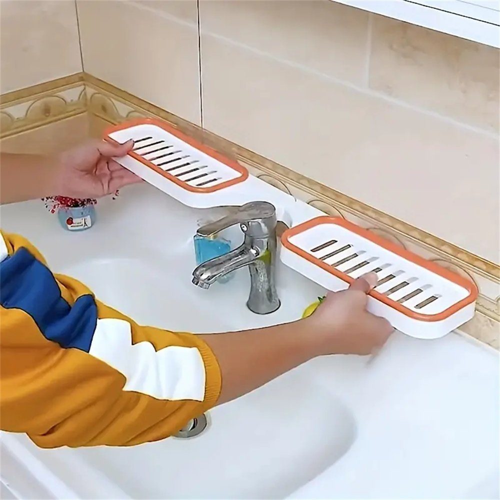 an orange montiertes Badregal Badezimmer-Aufbewahrungsregal Eck-Duschregal, Farbe TUABUR der Wand