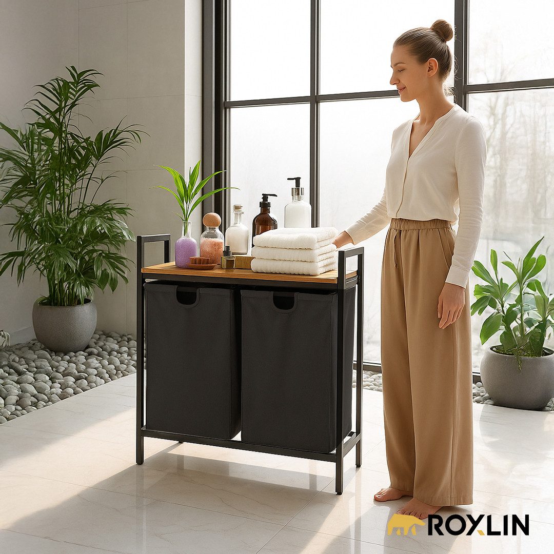 Roxlin Wäschekorb Wäschekorb mit 2/3 Fächern und Ablage Wäschesammler für B günstig online kaufen