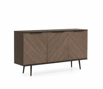 Furnix Sideboard Pabllo Kommode mit drei Schränken und Metallfüßen Braun, Maße 150x80x41 cm