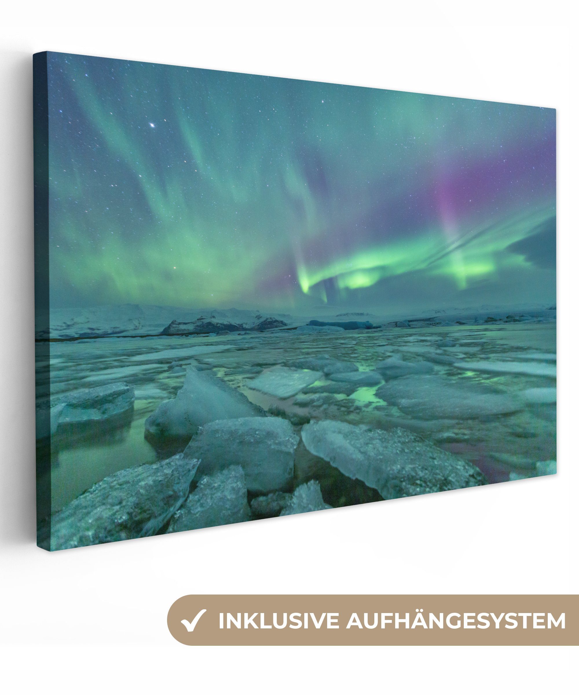 OneMillionCanvasses® Leinwandbild Nordlichter - Eis - günstig online kaufen